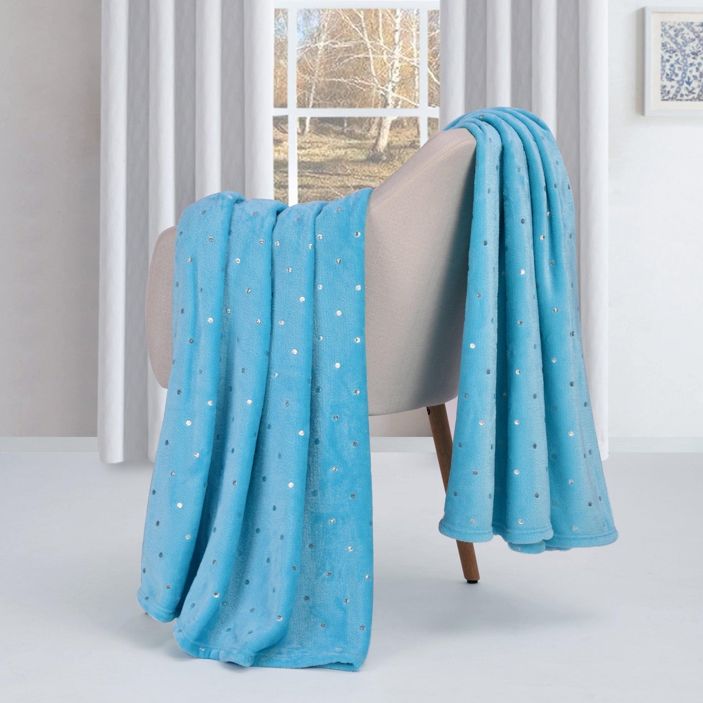 Metallic Polka Dot Print Fleece Throw Blanket FredCo