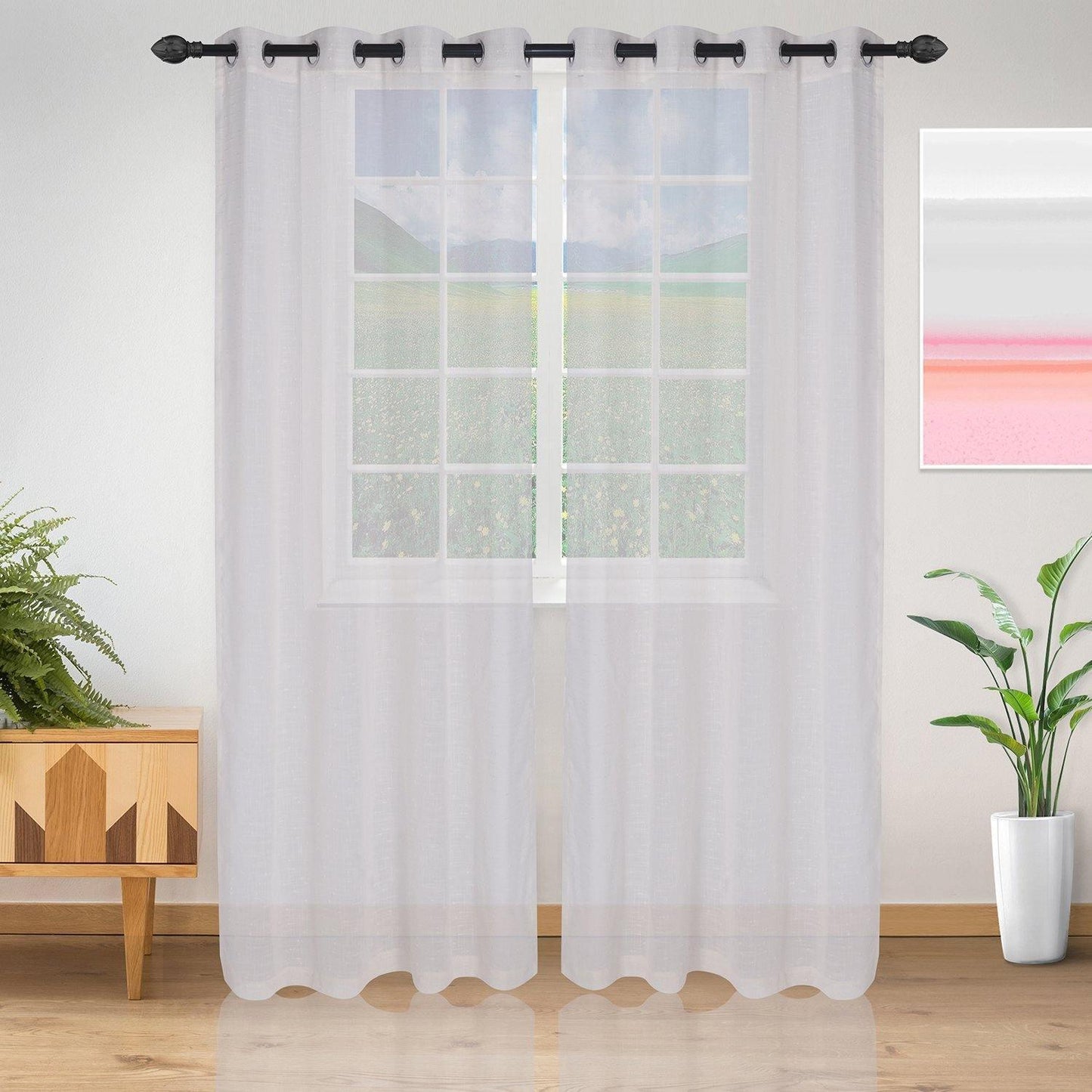Meteorite Speckled Modern Sheer Grommet 2-Piece Curtain Panel Set FredCo