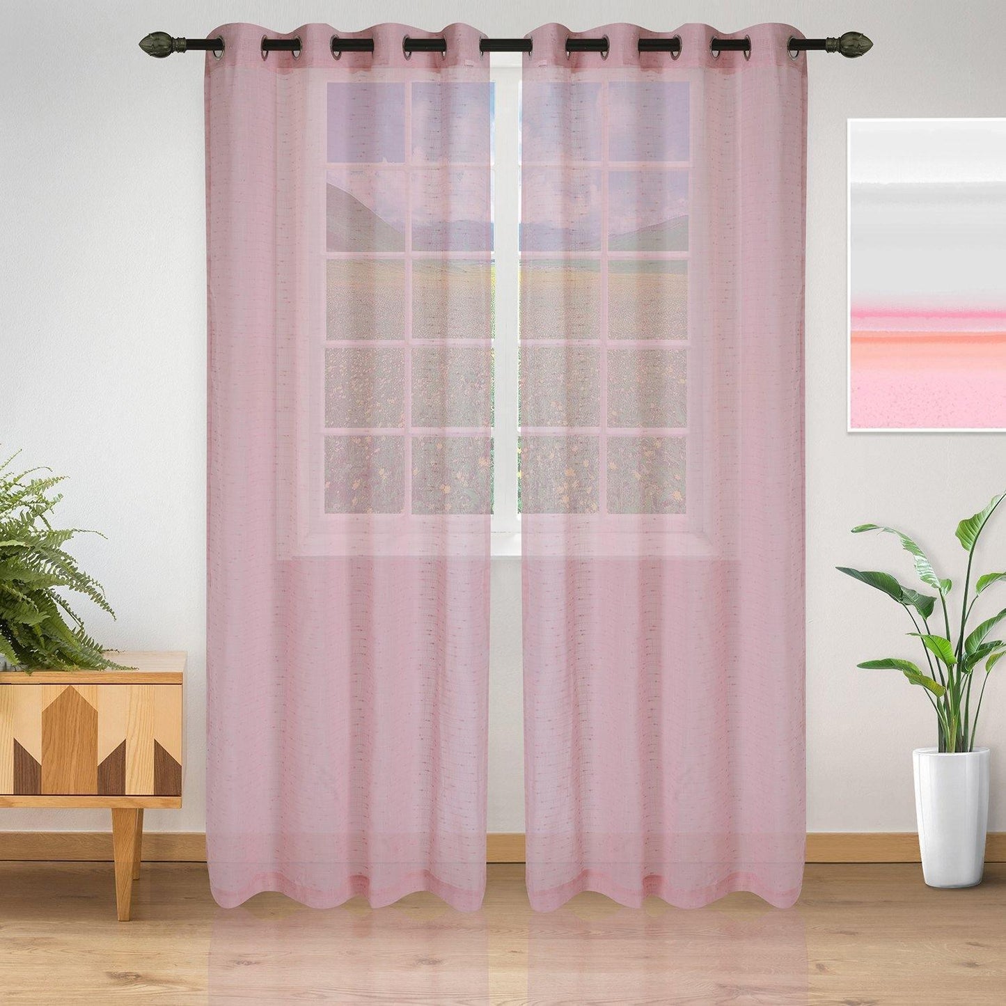 Meteorite Speckled Modern Sheer Grommet 2-Piece Curtain Panel Set FredCo