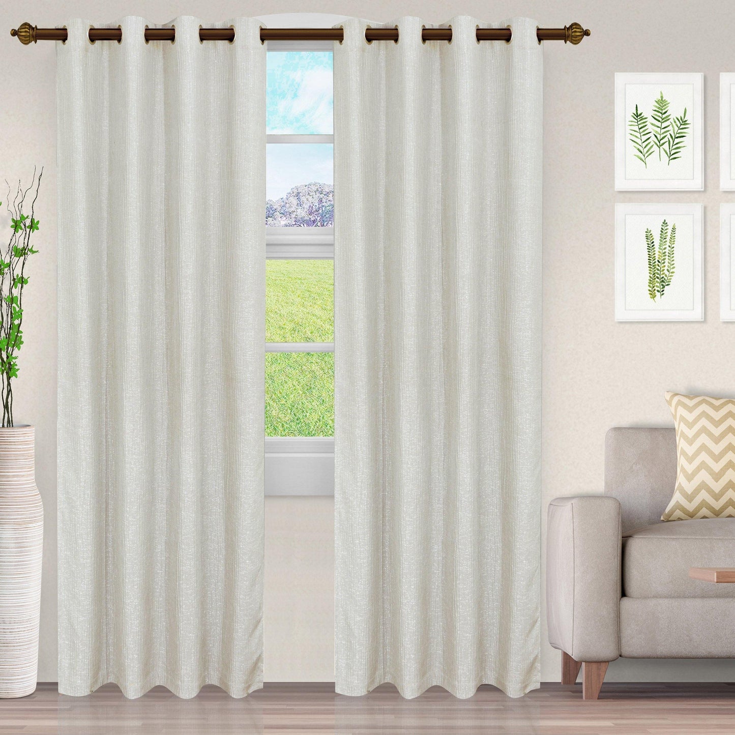 Meteorite Speckled Modern Sheer Grommet 2-Piece Curtain Panel Set FredCo