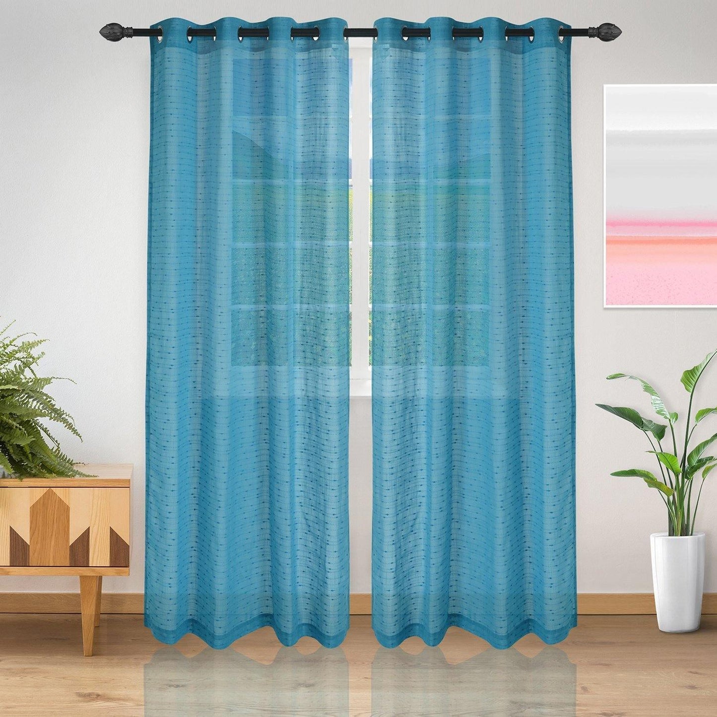 Meteorite Speckled Modern Sheer Grommet 2-Piece Curtain Panel Set FredCo