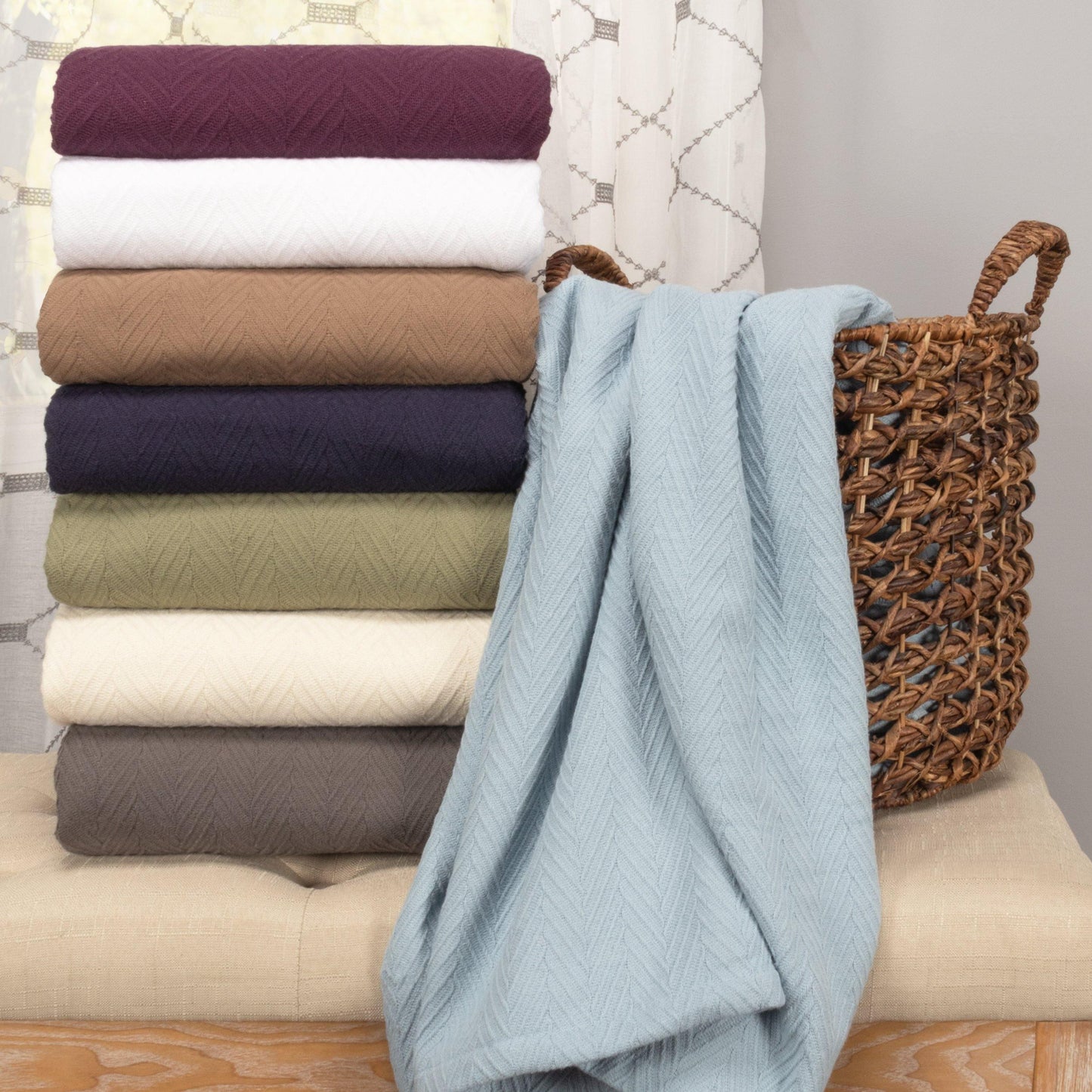Metro All-Season 100% Cotton Thermal Woven Blanket FredCo