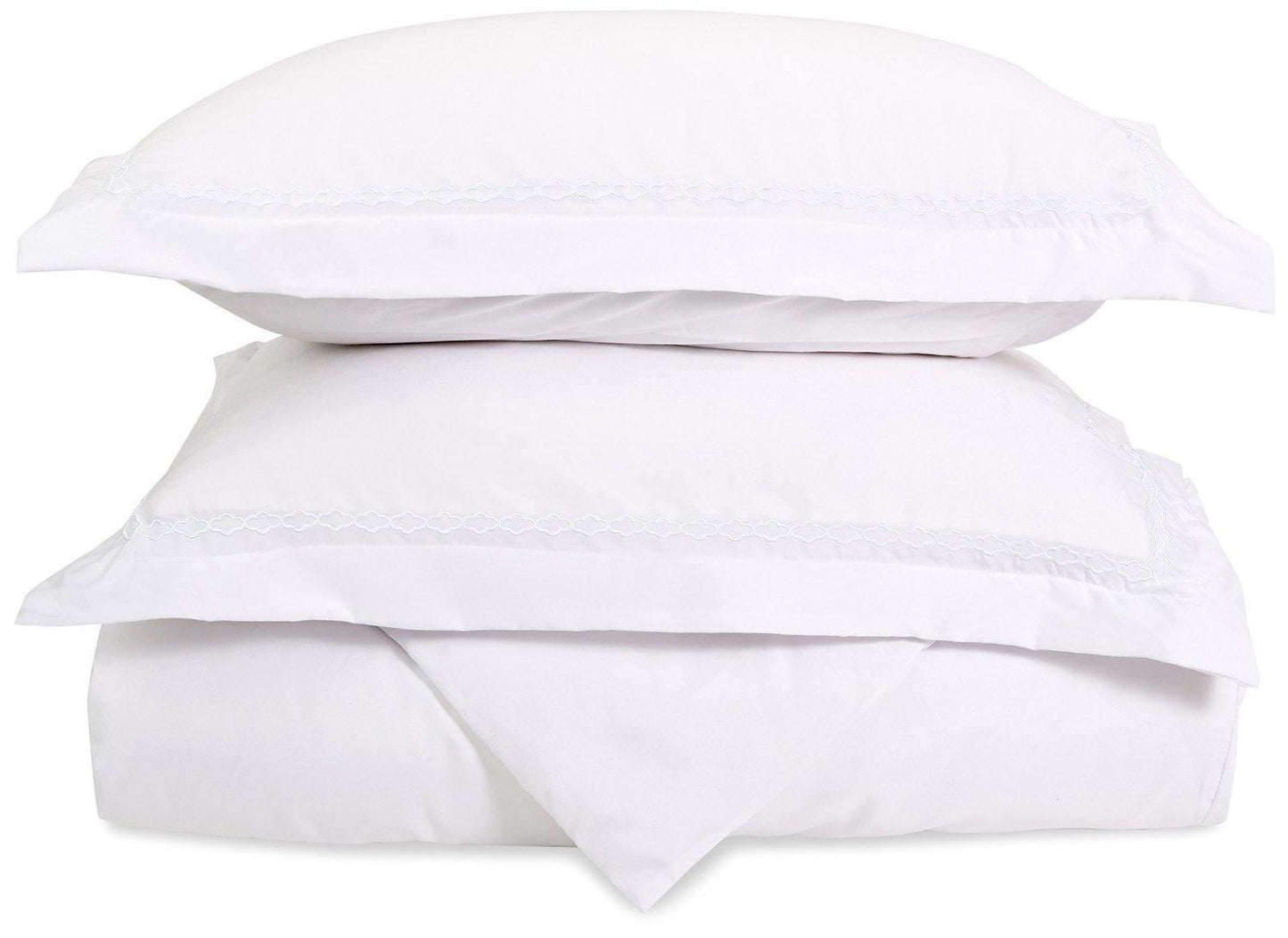 Microfiber Wrinkle-Resistant 6-line Embroidered Duvet Cover Pillow Sham Set FredCo