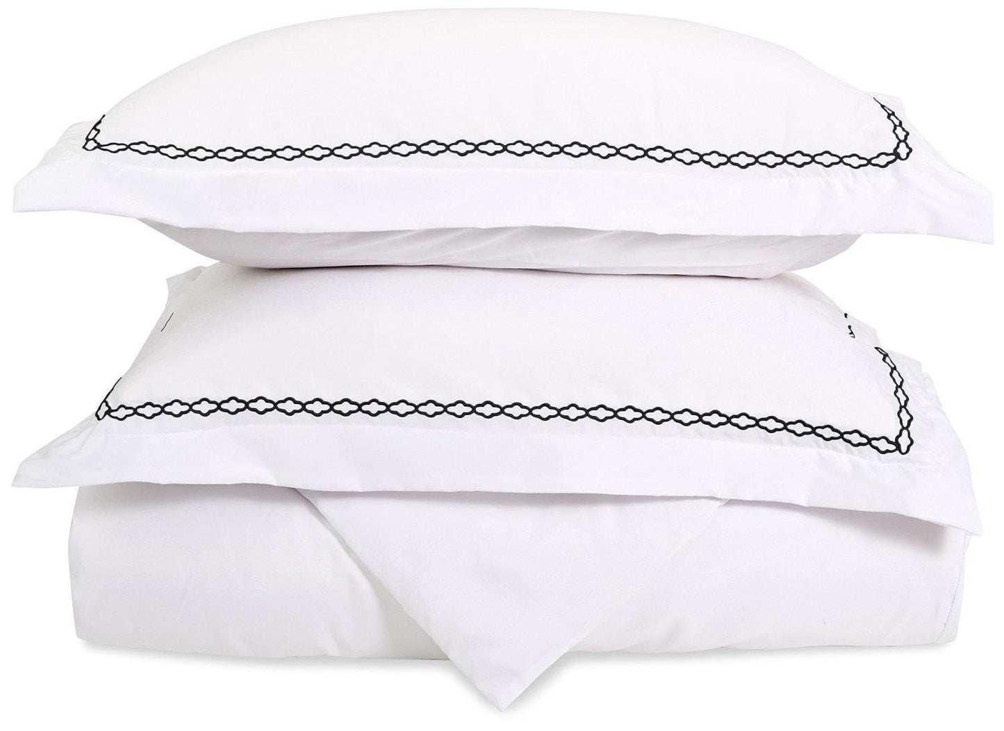 Microfiber Wrinkle-Resistant 6-line Embroidered Duvet Cover Pillow Sham Set FredCo