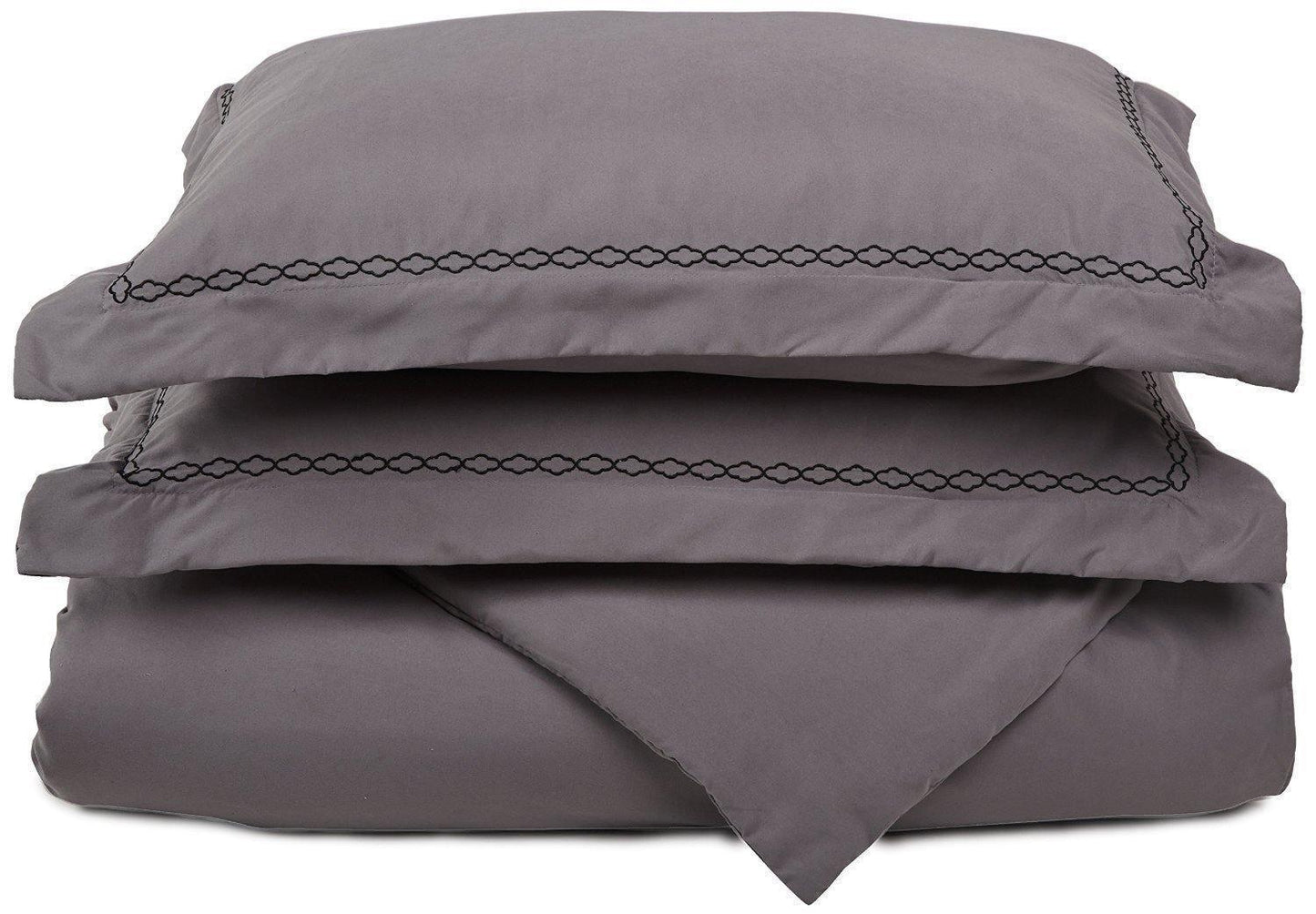 Microfiber Wrinkle-Resistant 6-line Embroidered Duvet Cover Pillow Sham Set FredCo