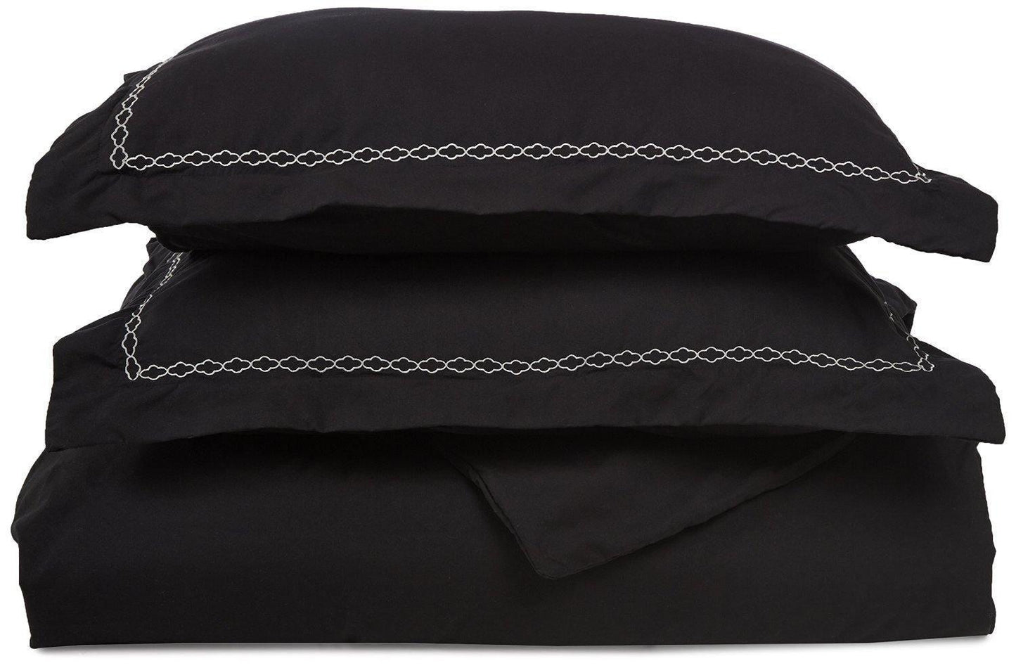 Microfiber Wrinkle-Resistant 6-line Embroidered Duvet Cover Pillow Sham Set FredCo