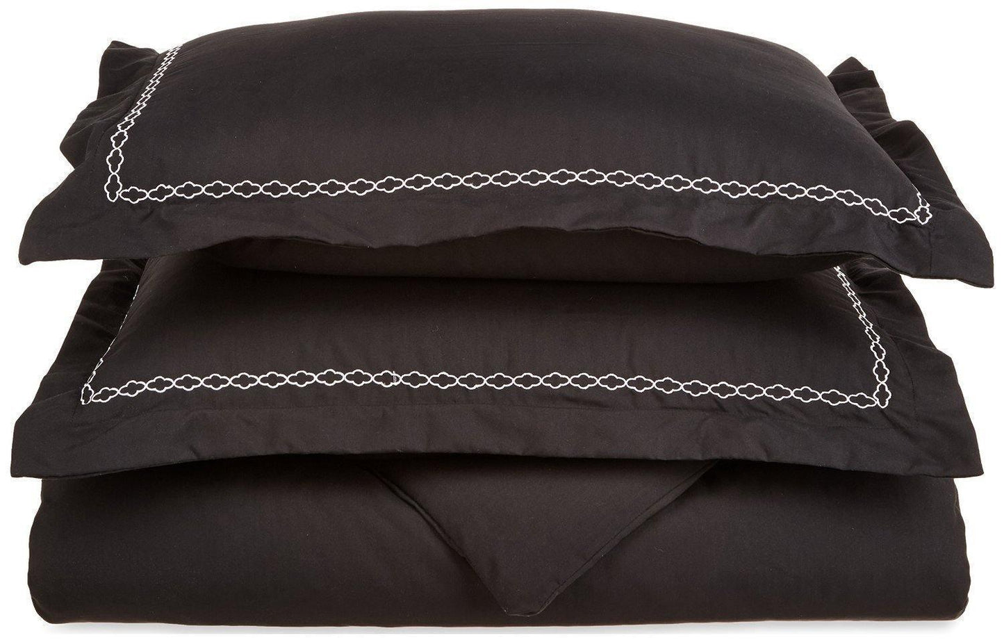 Microfiber Wrinkle-Resistant 6-line Embroidered Duvet Cover Pillow Sham Set FredCo