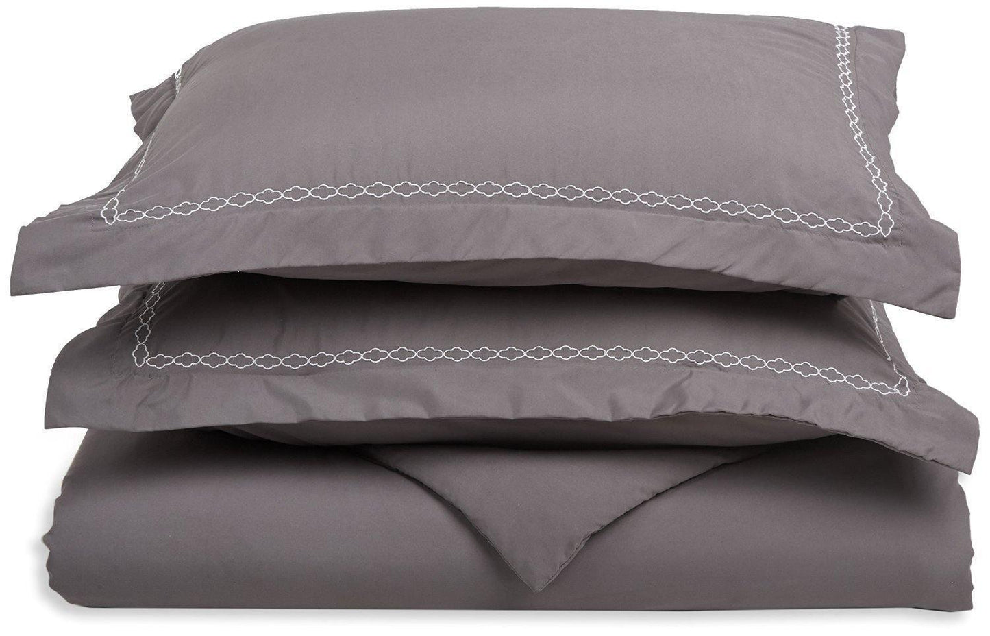 Microfiber Wrinkle-Resistant 6-line Embroidered Duvet Cover Pillow Sham Set FredCo