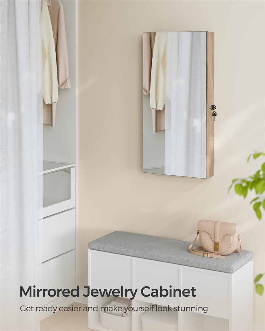 Mirror Jewelry Cabinet Armoire, Carmel Brown FredCo