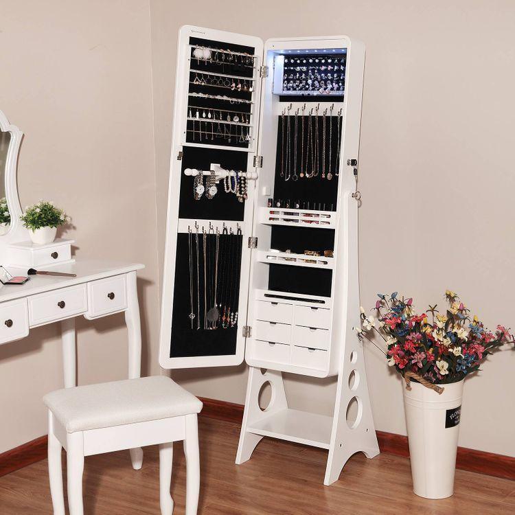 Mirrored Standing Jewelry Armoire FredCo