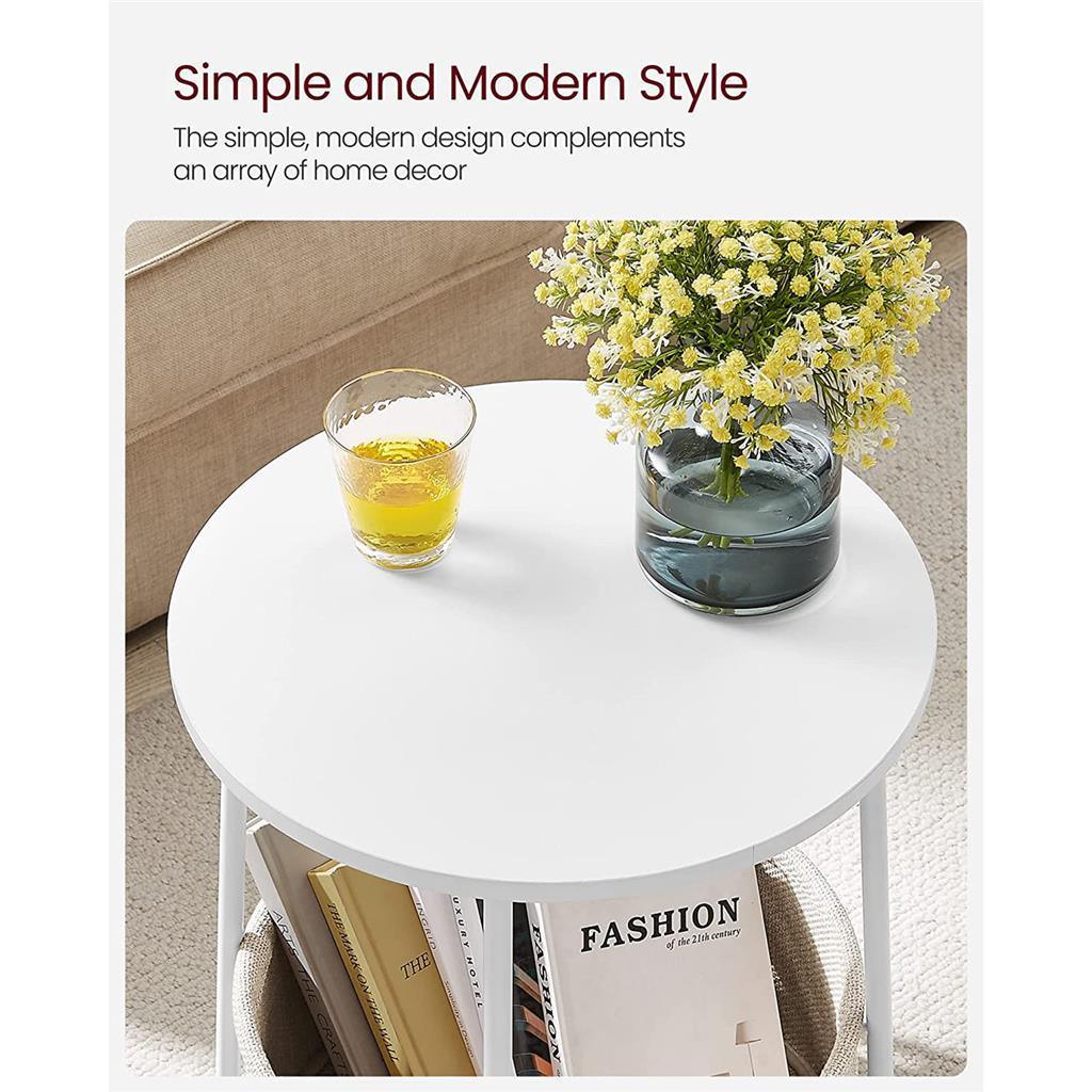 Modern Nightstand with Fabric Basket FredCo