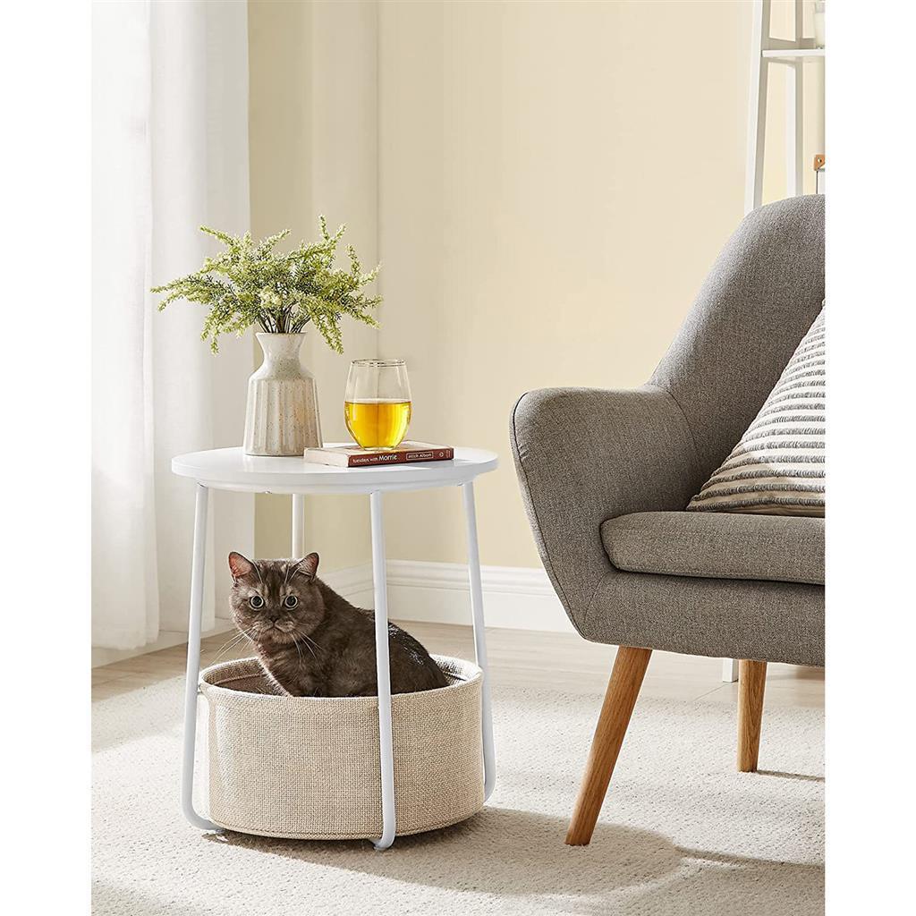 Modern Nightstand with Fabric Basket FredCo