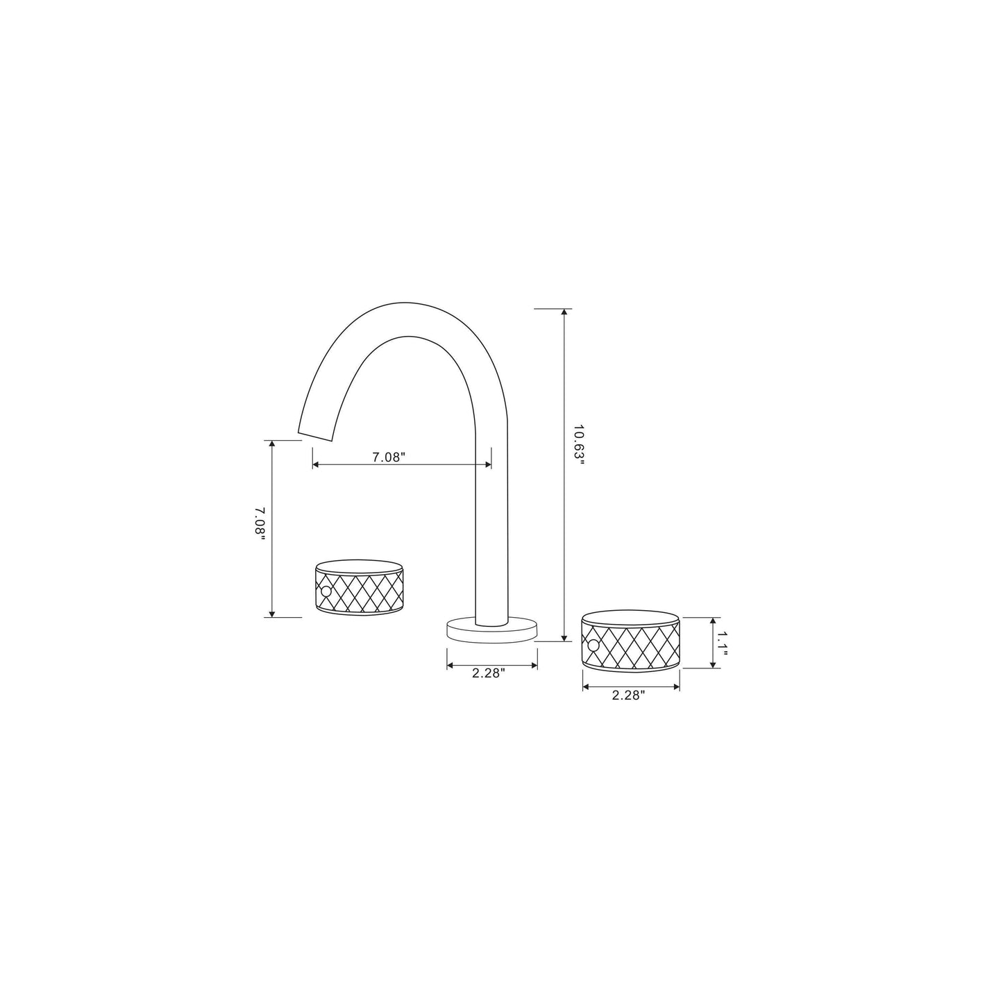 Modern Widespread Bathroom Faucet, Matte Black FredCo