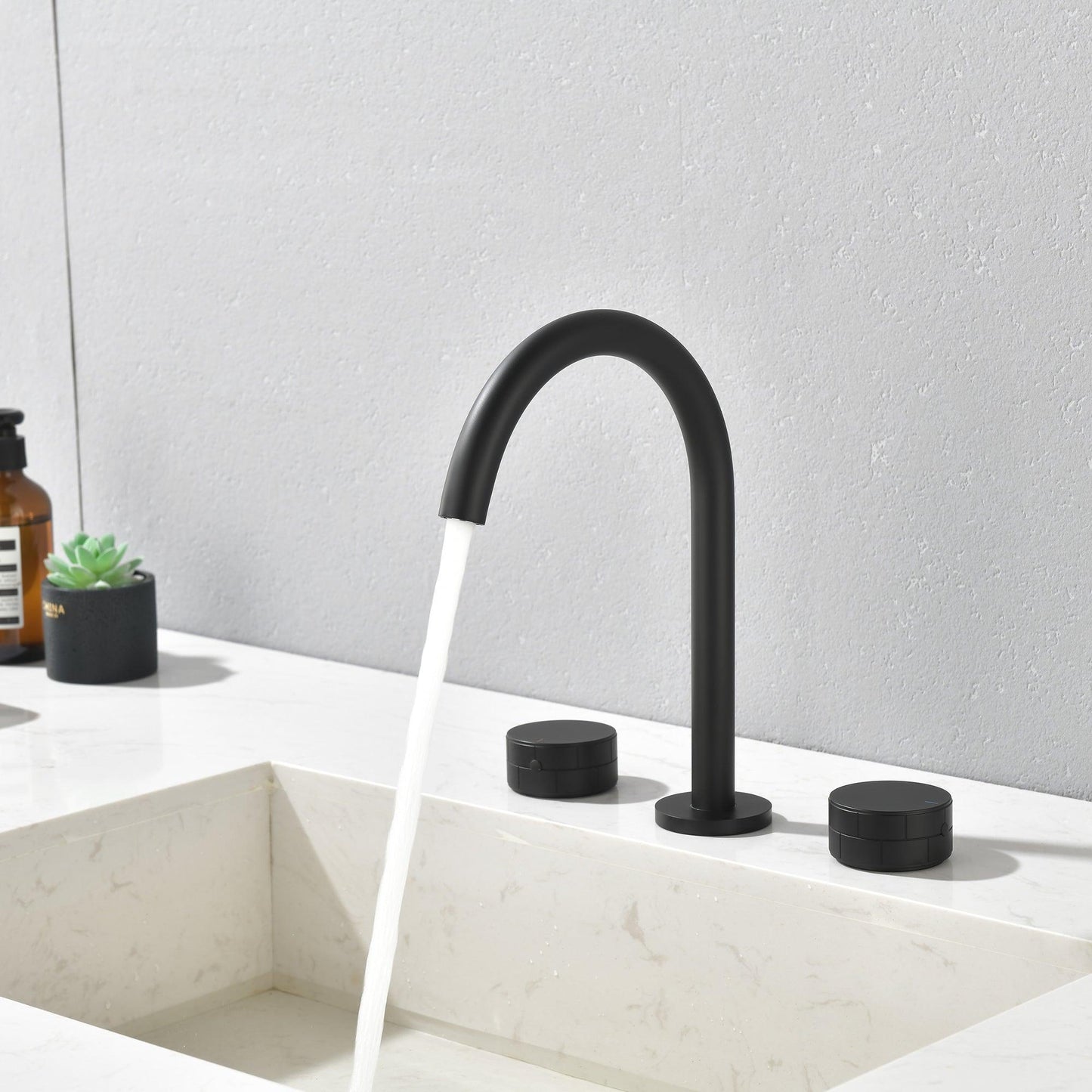 Modern Widespread Bathroom Faucet, Matte Black FredCo