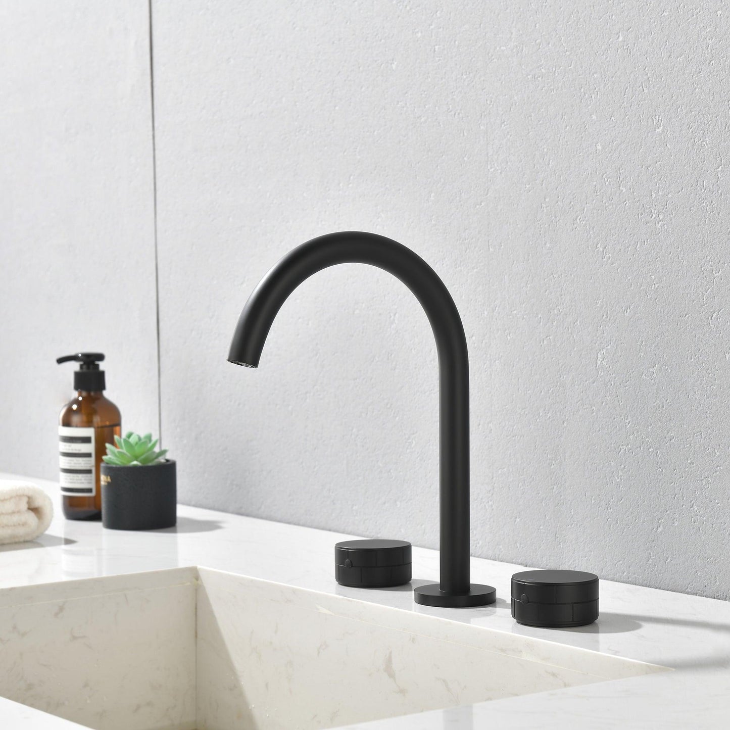 Modern Widespread Bathroom Faucet, Matte Black FredCo