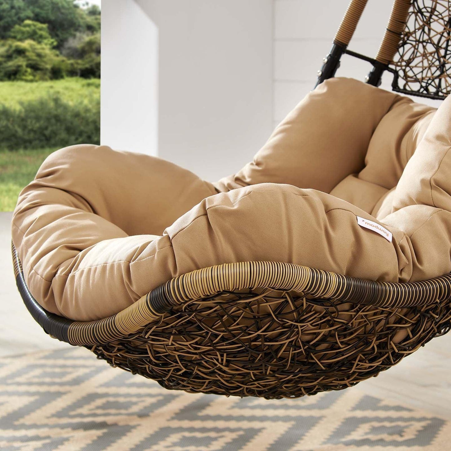 Modway Abate Wicker Rattan Outdoor Patio Swing Chair FredCo