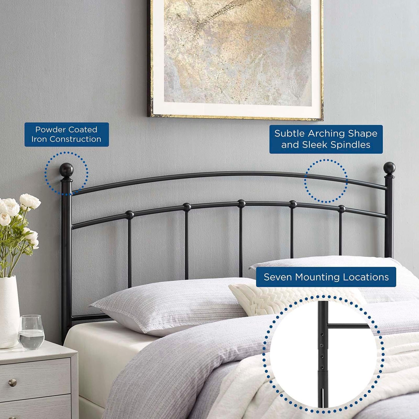 Modway Abigail Queen Metal Headboard FredCo