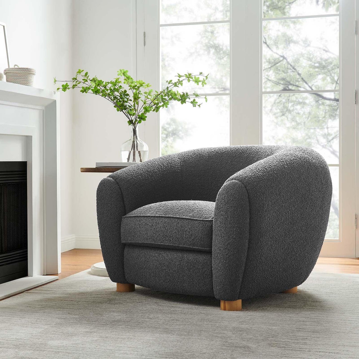 Modway Abundant Boucle Upholstered Fabric Armchair FredCo