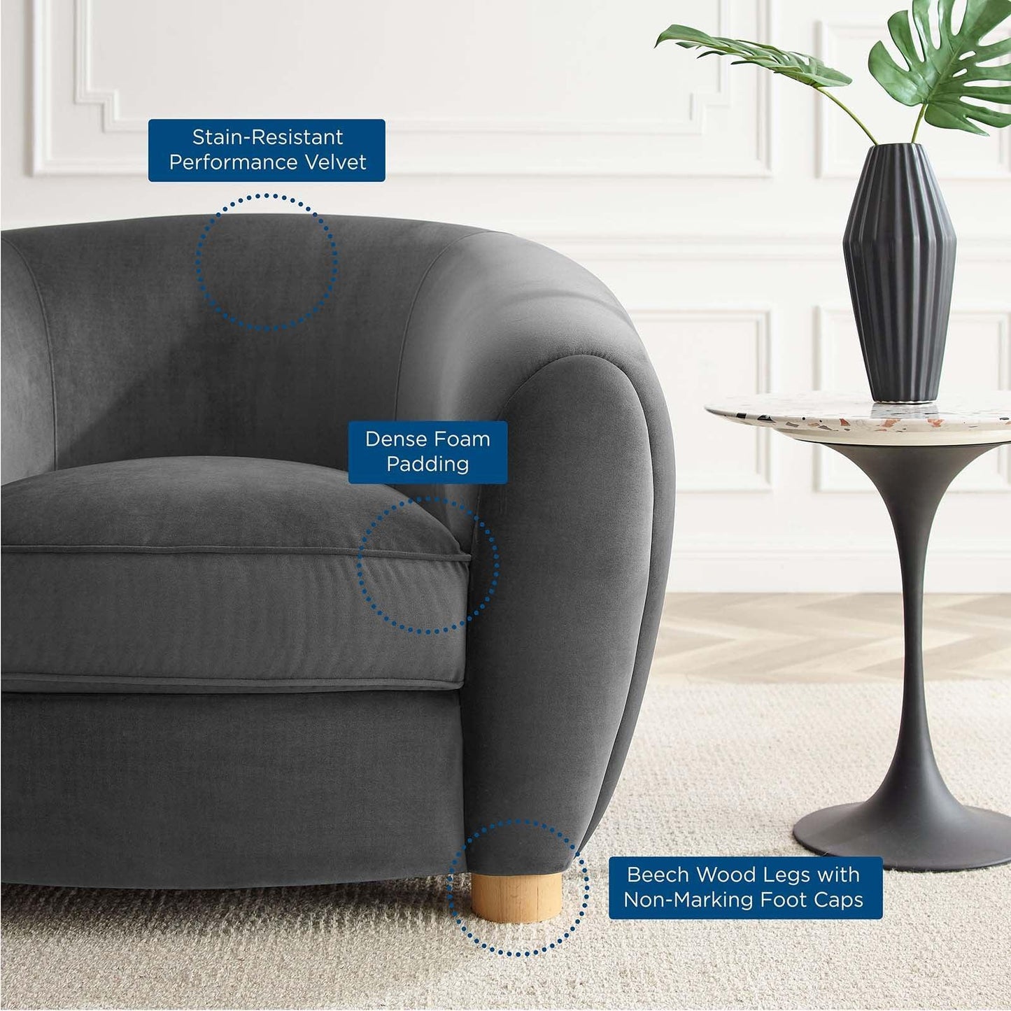 Modway Abundant Performance Velvet Armchair FredCo