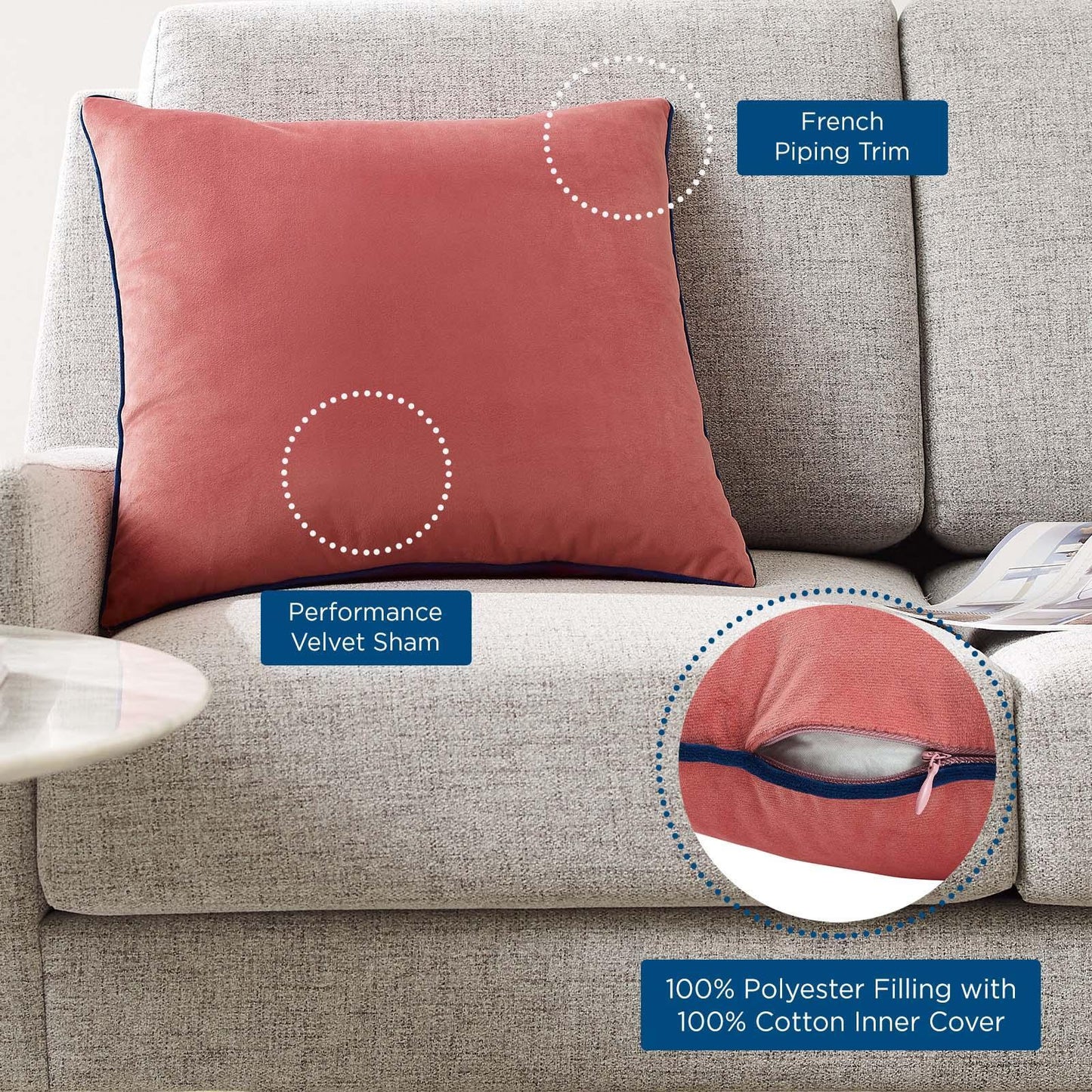 Modway Accentuate 18" Performance Velvet Throw Pillow FredCo