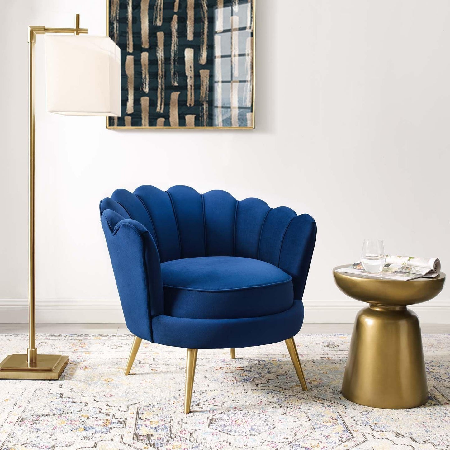 Modway Admire Scalloped Edge Performance Velvet Accent Armchair FredCo