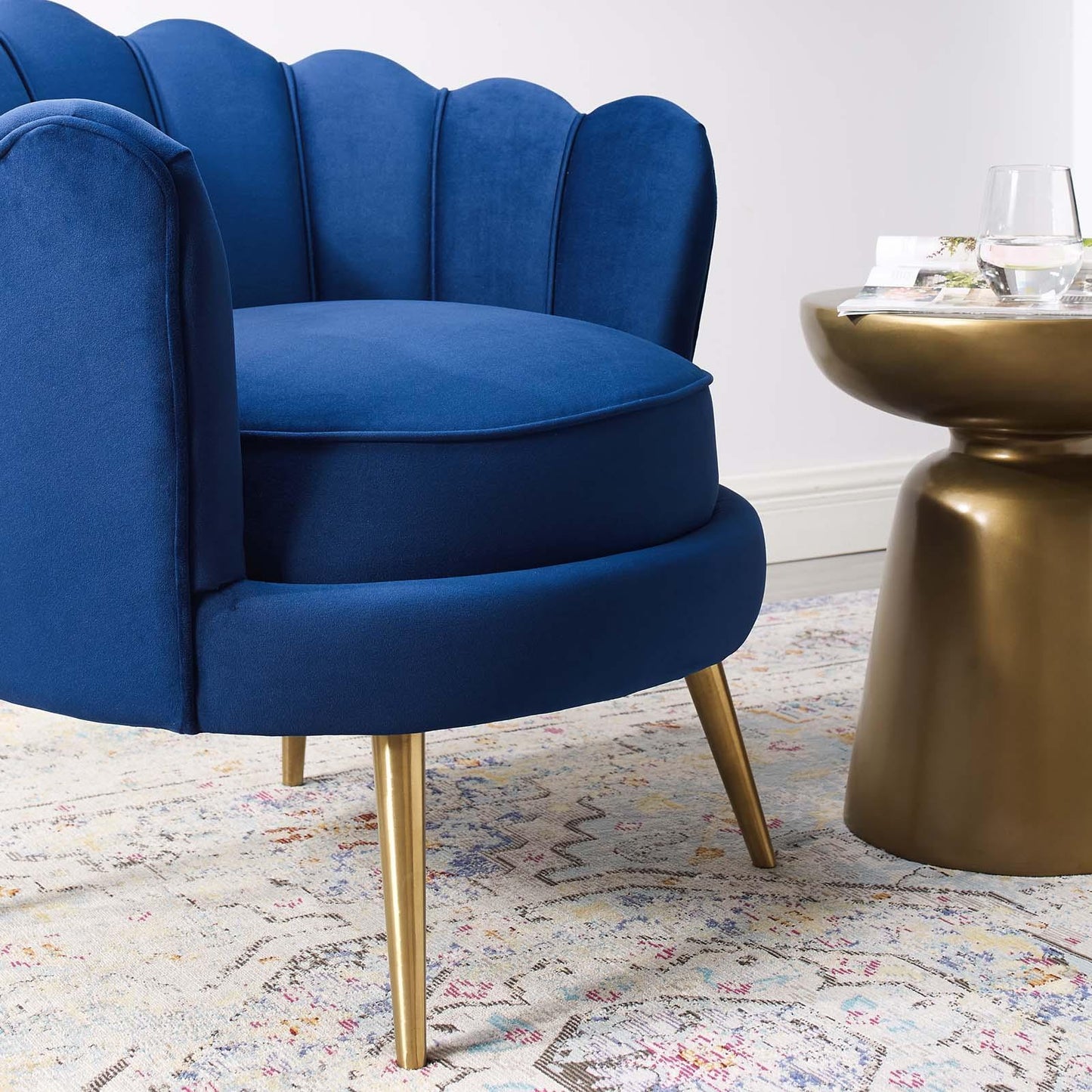 Modway Admire Scalloped Edge Performance Velvet Accent Armchair FredCo
