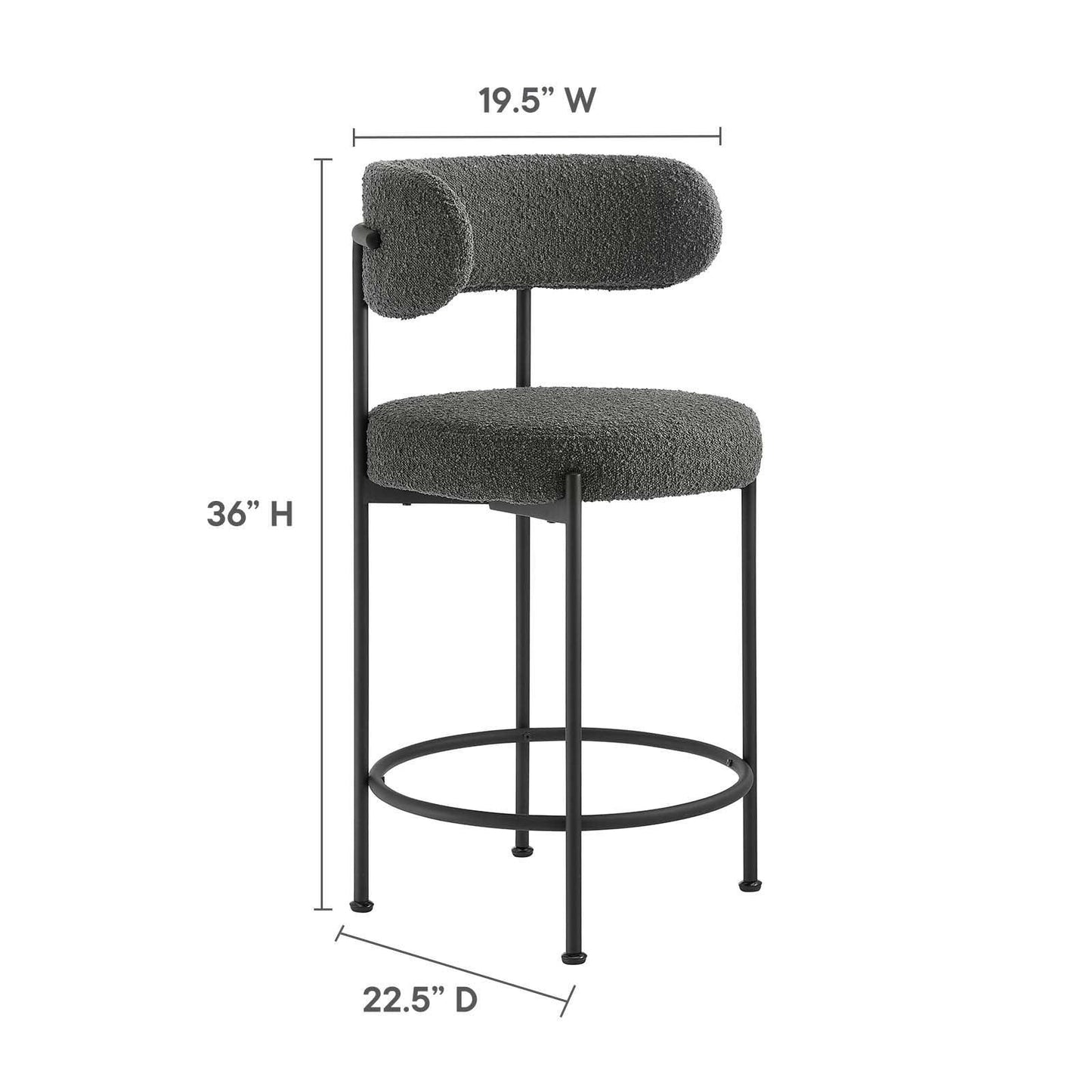 Modway Albie Boucle Fabric Counter Stools - Set of 2, EEI-6518 FredCo
