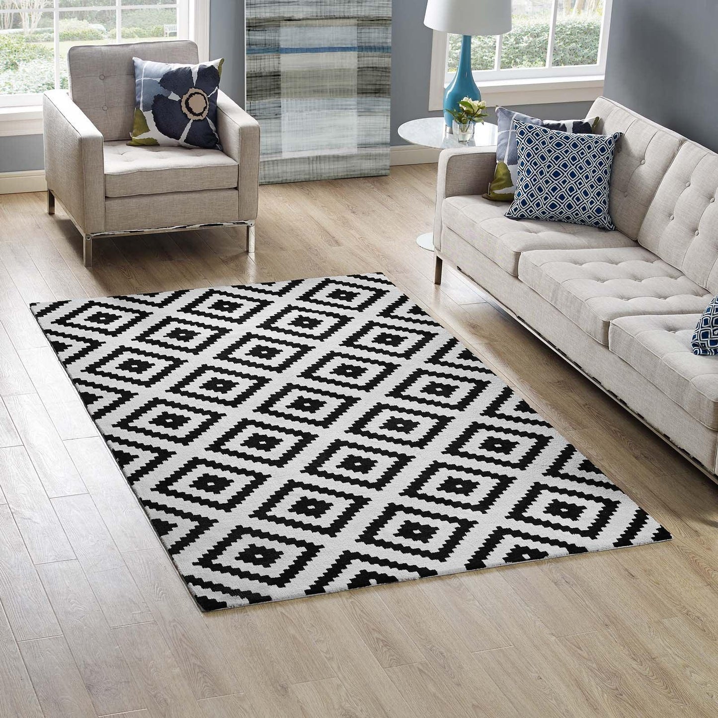 Modway Alika Abstract Diamond Trellis Area Rug FredCo