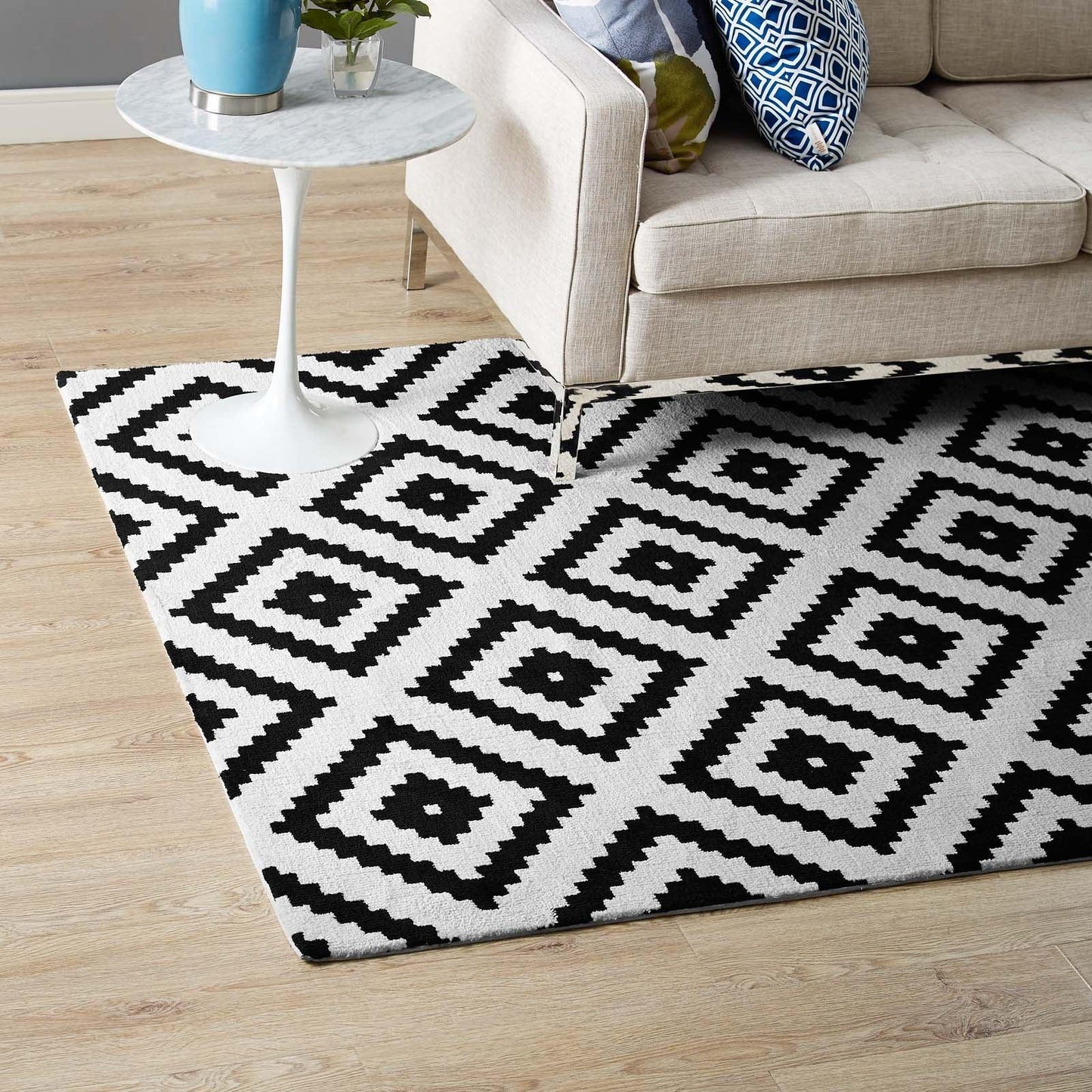 Modway Alika Abstract Diamond Trellis Area Rug FredCo