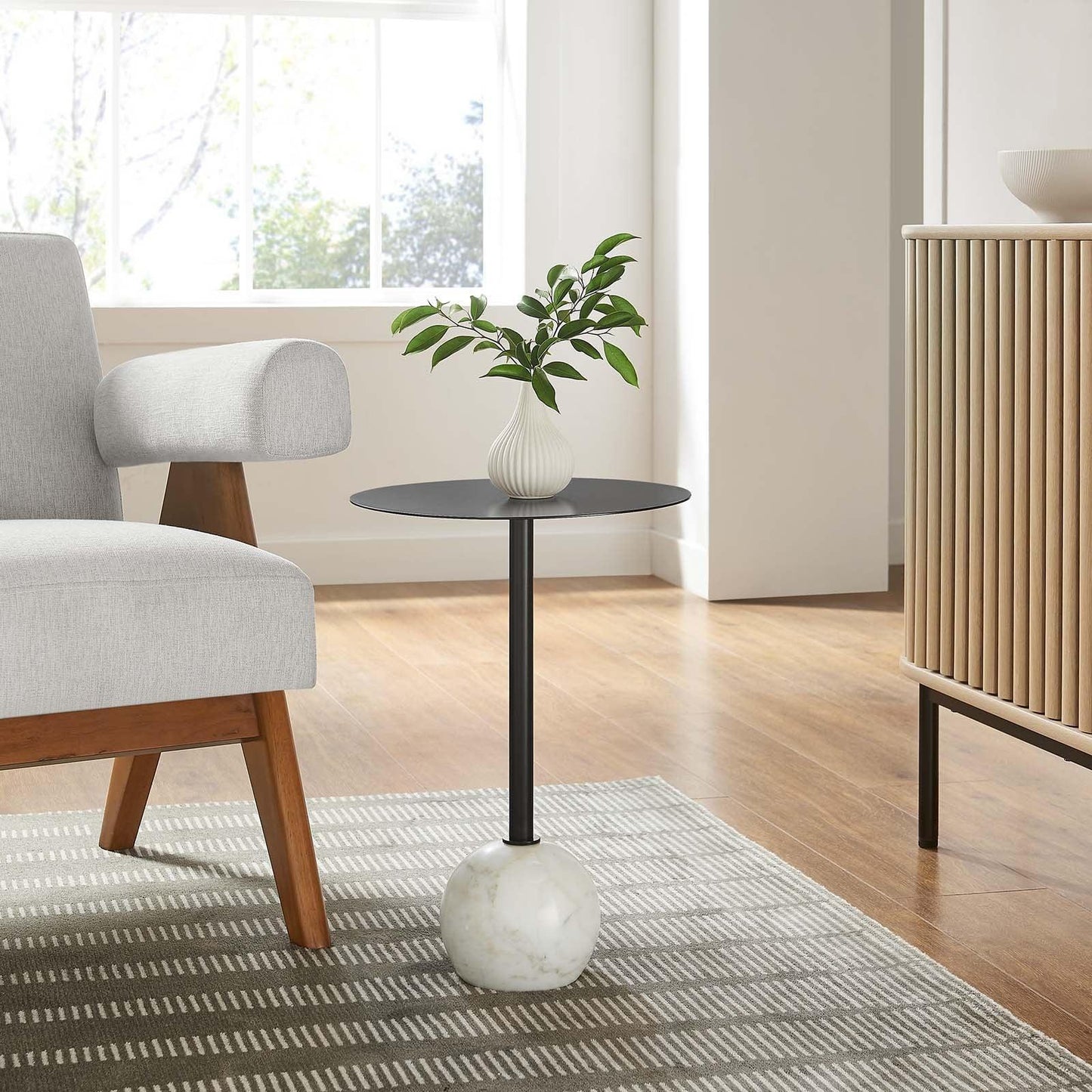 Modway Aliza Round Acacia Wood Side Table FredCo