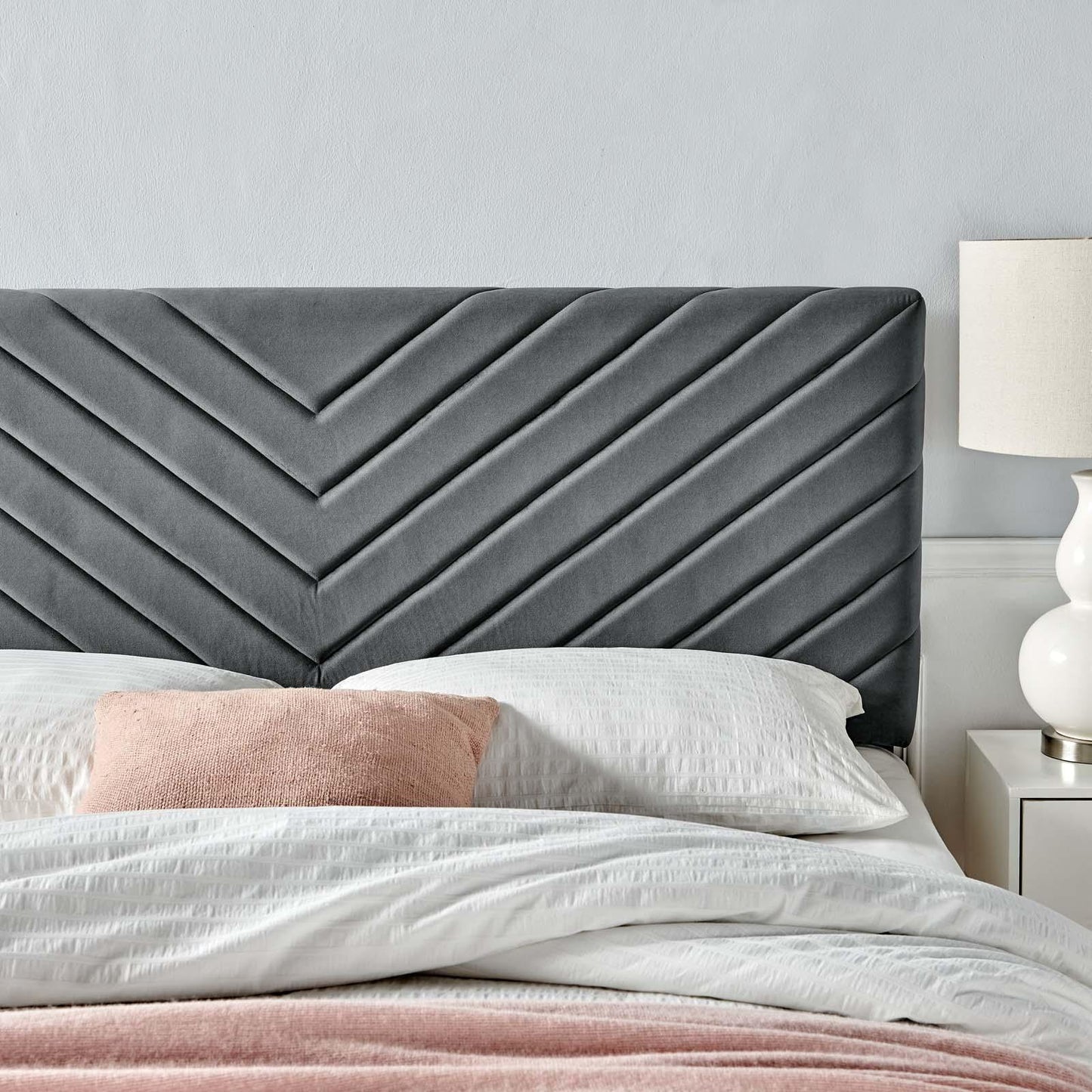 Modway Alyson Angular Channel Tufted Performance Velvet Twin Headboard FredCo
