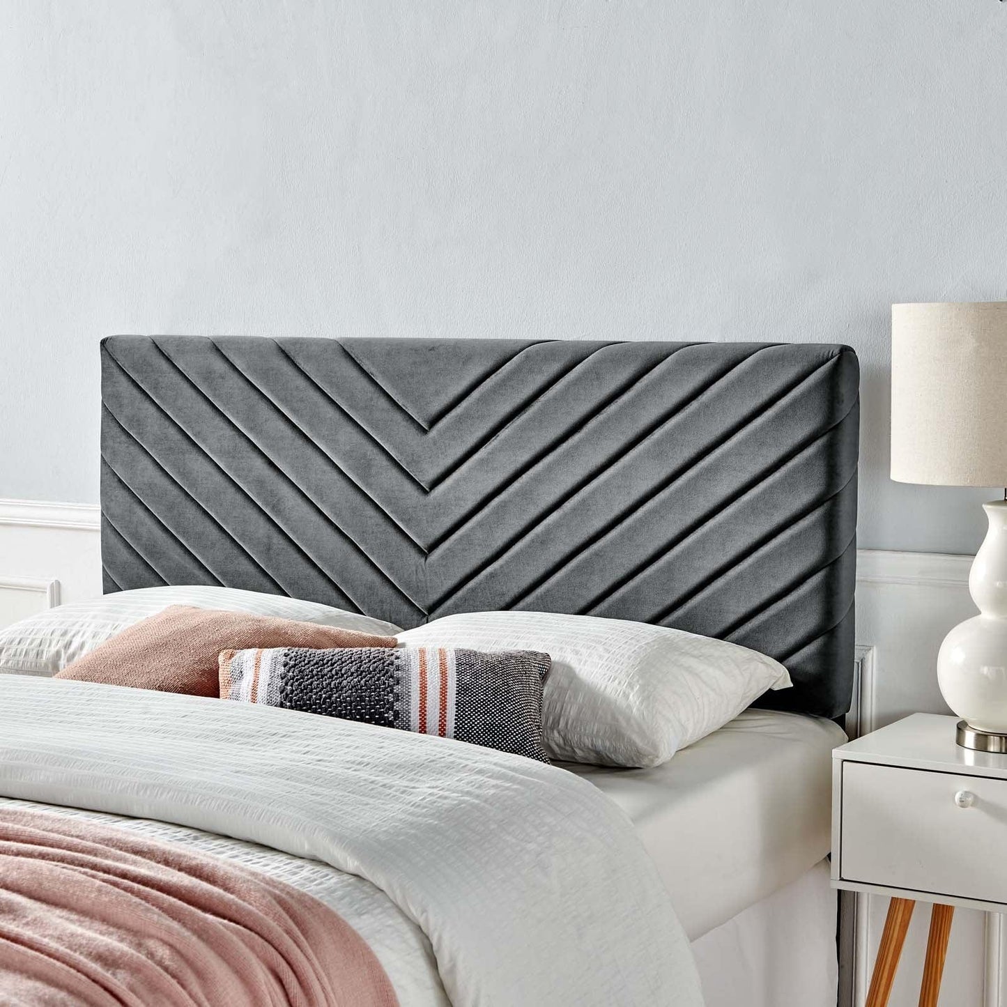 Modway Alyson Angular Channel Tufted Performance Velvet Twin Headboard FredCo