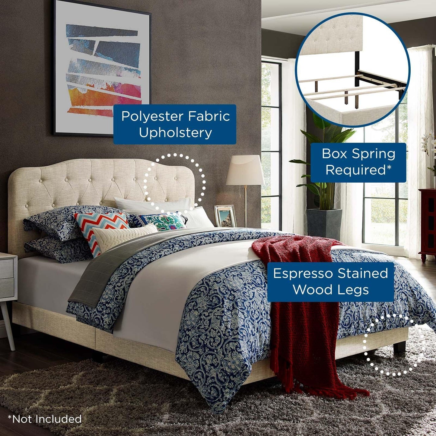 Modway Amelia King Upholstered Fabric Bed FredCo