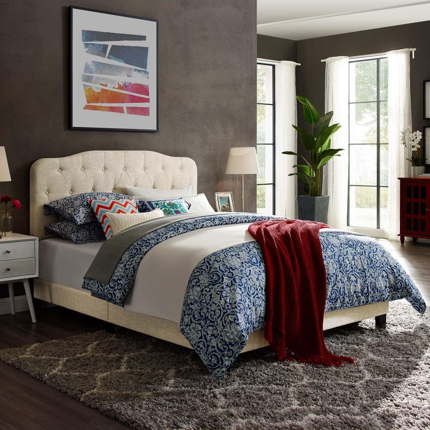 Modway Amelia King Upholstered Fabric Bed FredCo