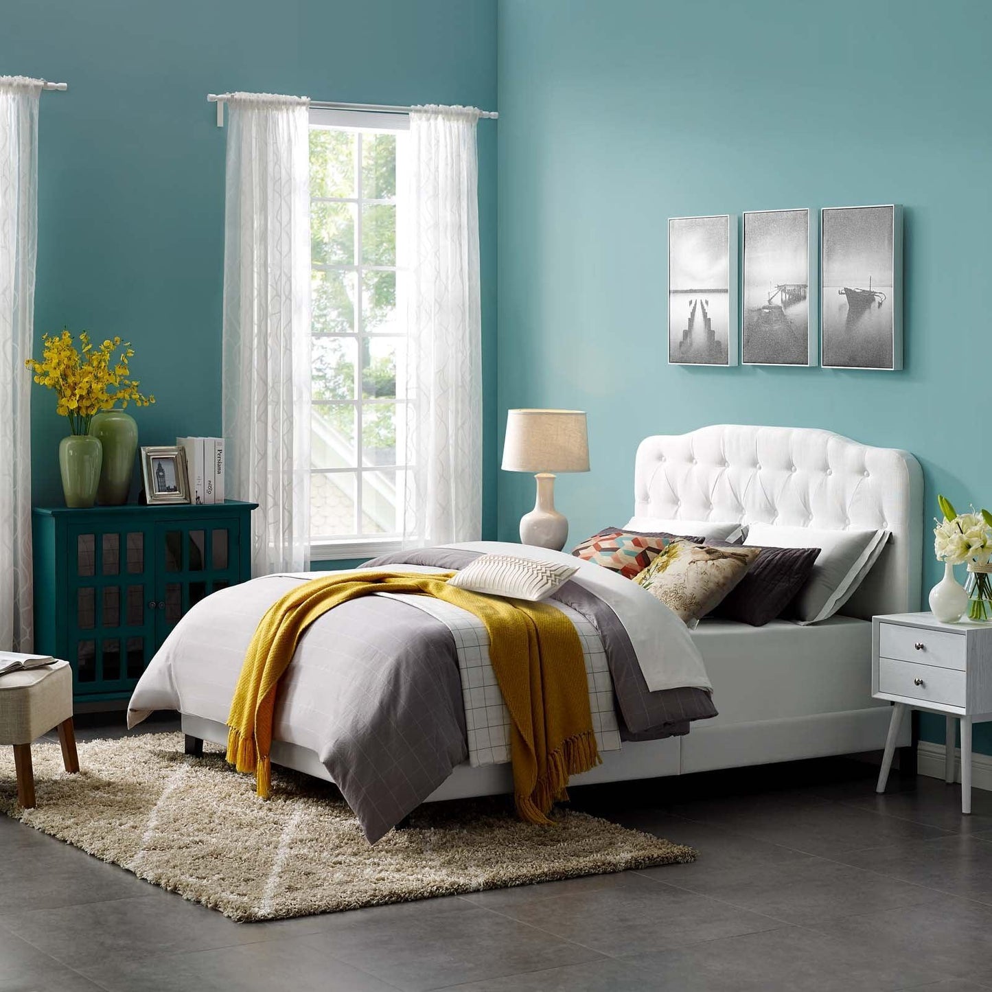 Modway Amelia Twin Upholstered Fabric Bed FredCo