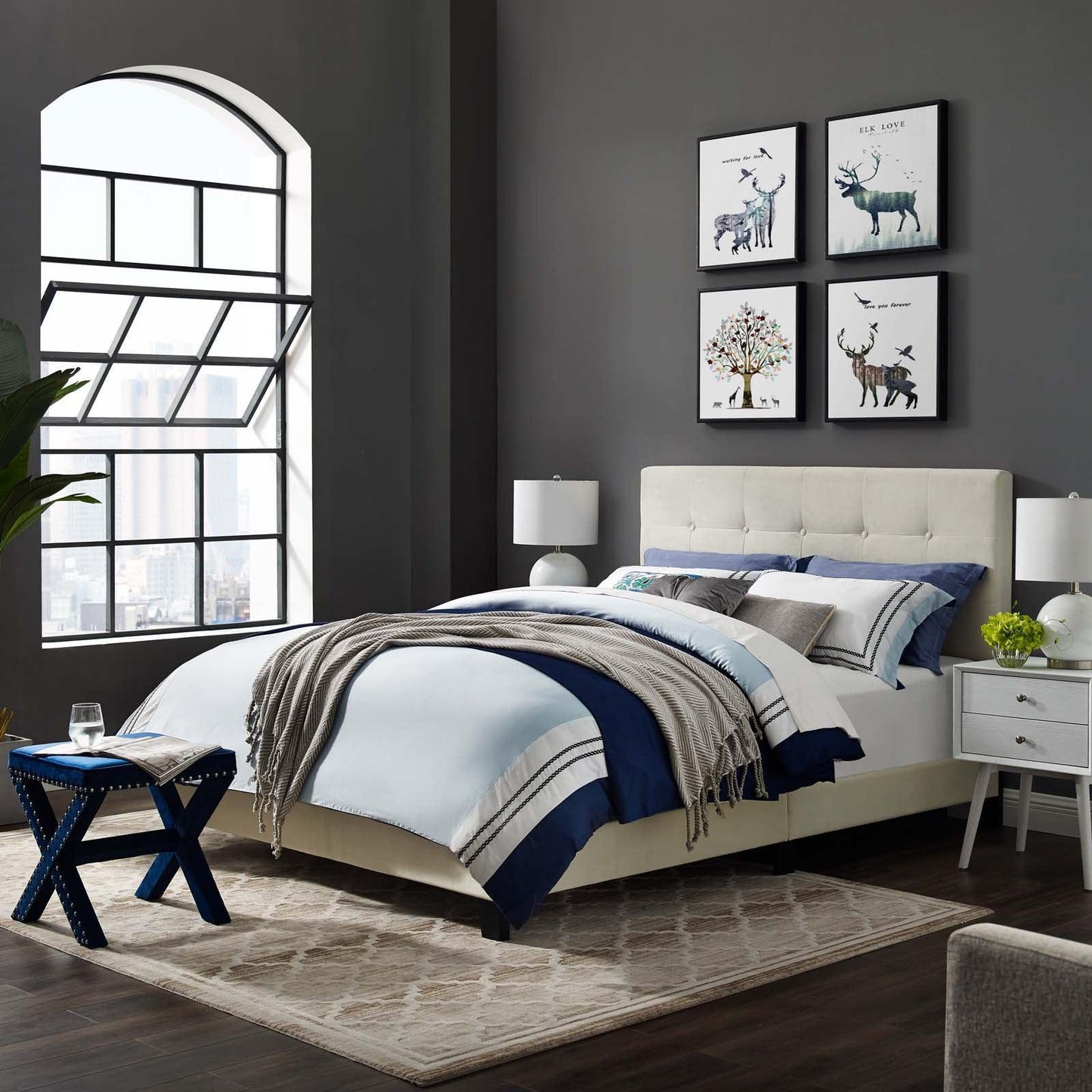 Modway Amira King Performance Velvet Bed FredCo