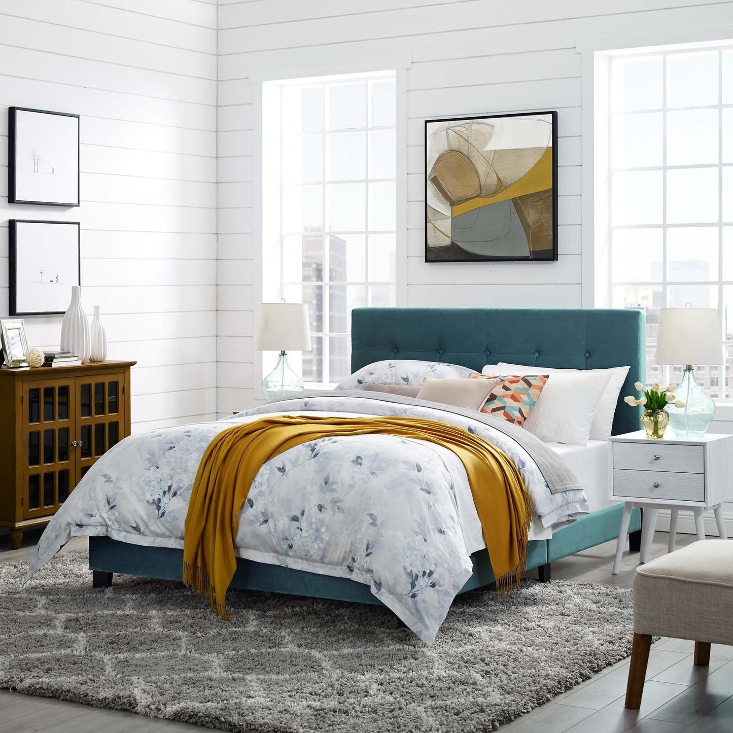 Modway Amira Queen Performance Velvet Bed FredCo