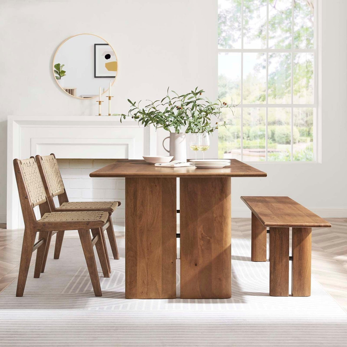 Modway Amistad 72" Wood Dining Table and Bench Set, EEI-6559 FredCo