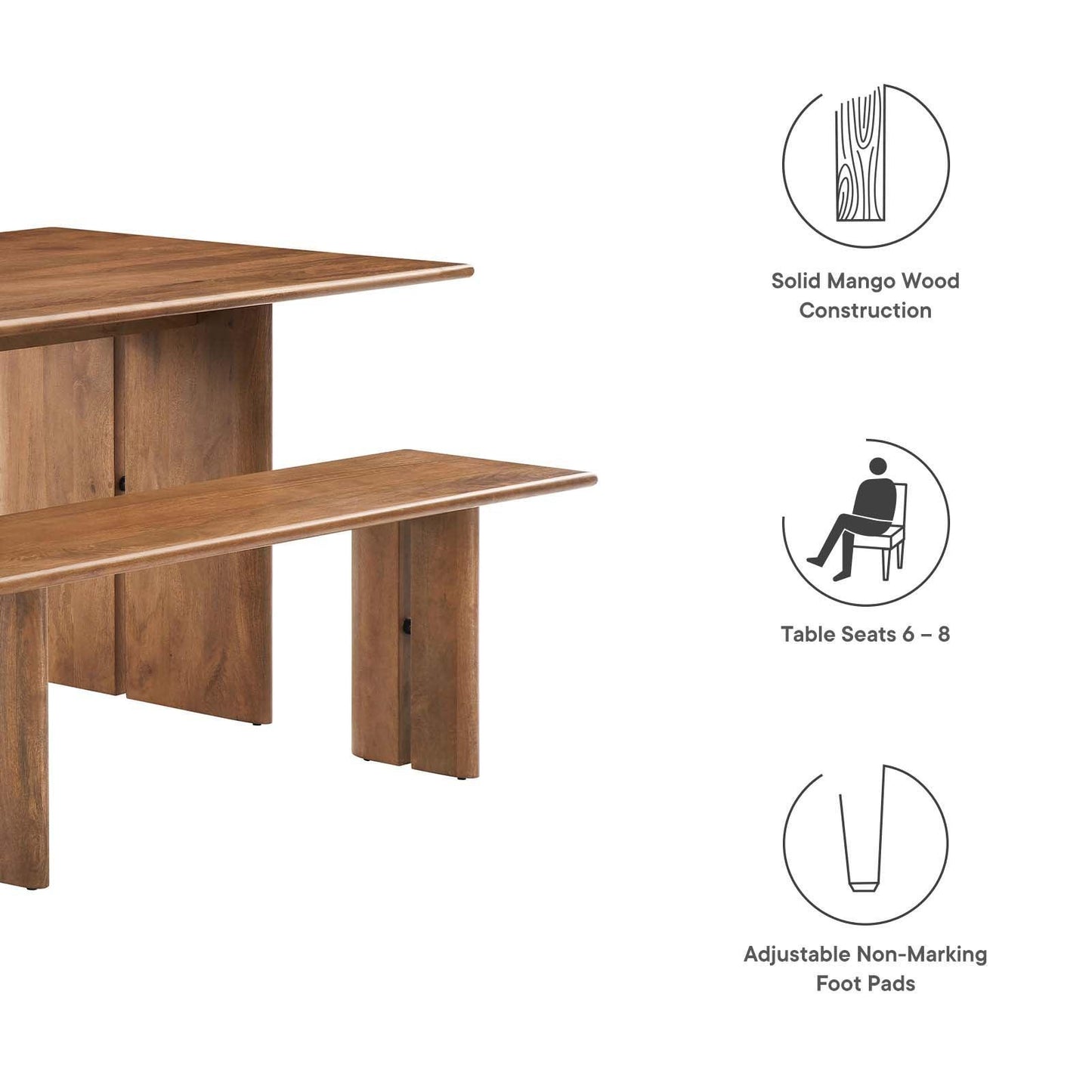 Modway Amistad 72" Wood Dining Table and Bench Set, EEI-6559 FredCo