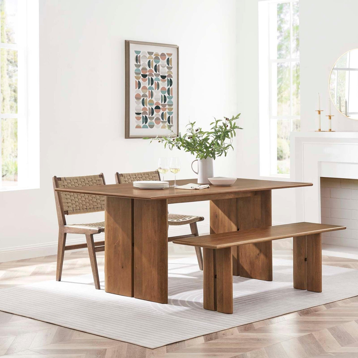 Modway Amistad 72" Wood Dining Table and Bench Set, EEI-6559 FredCo