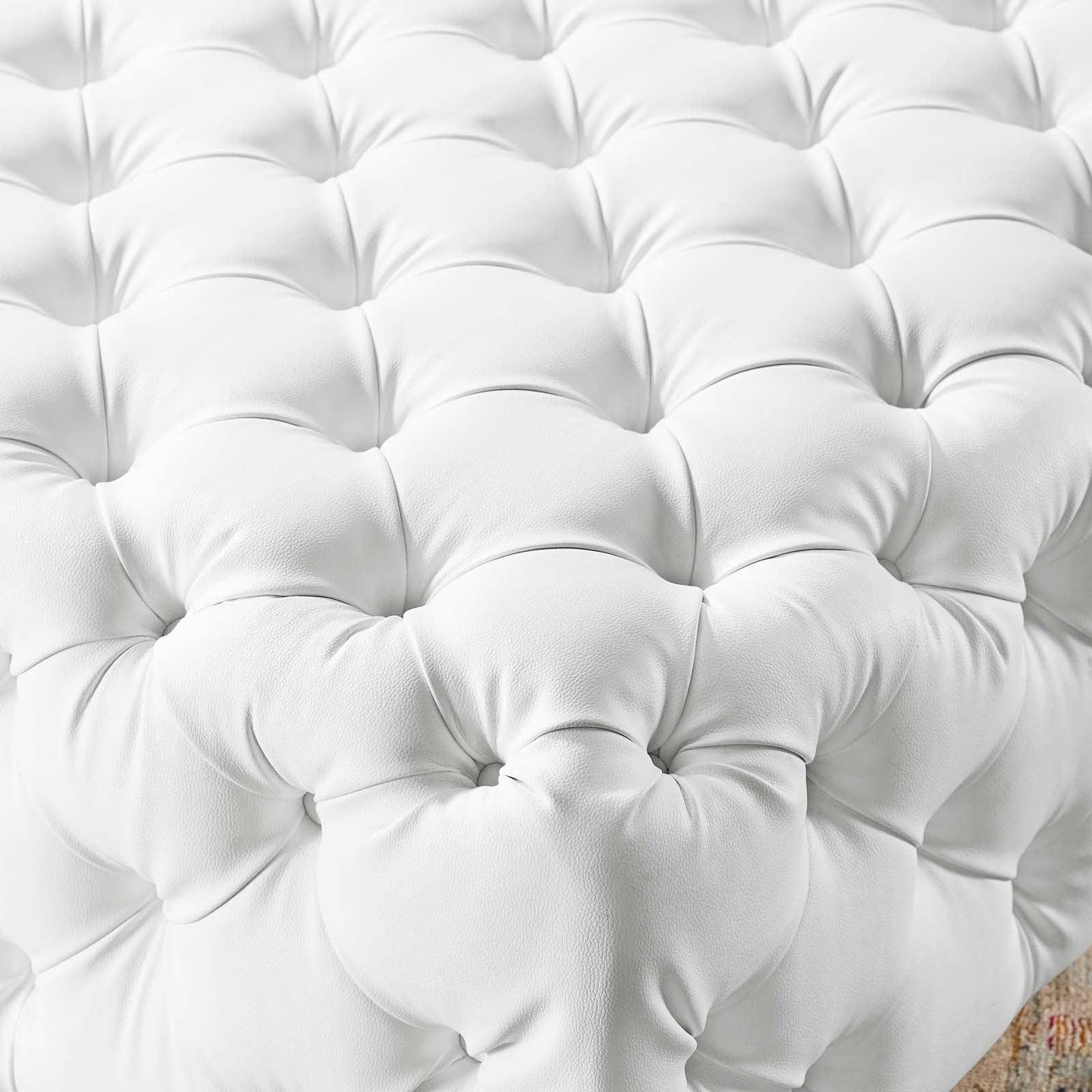 Modway Amour Tufted Button Large Square Faux Leather Ottoman FredCo