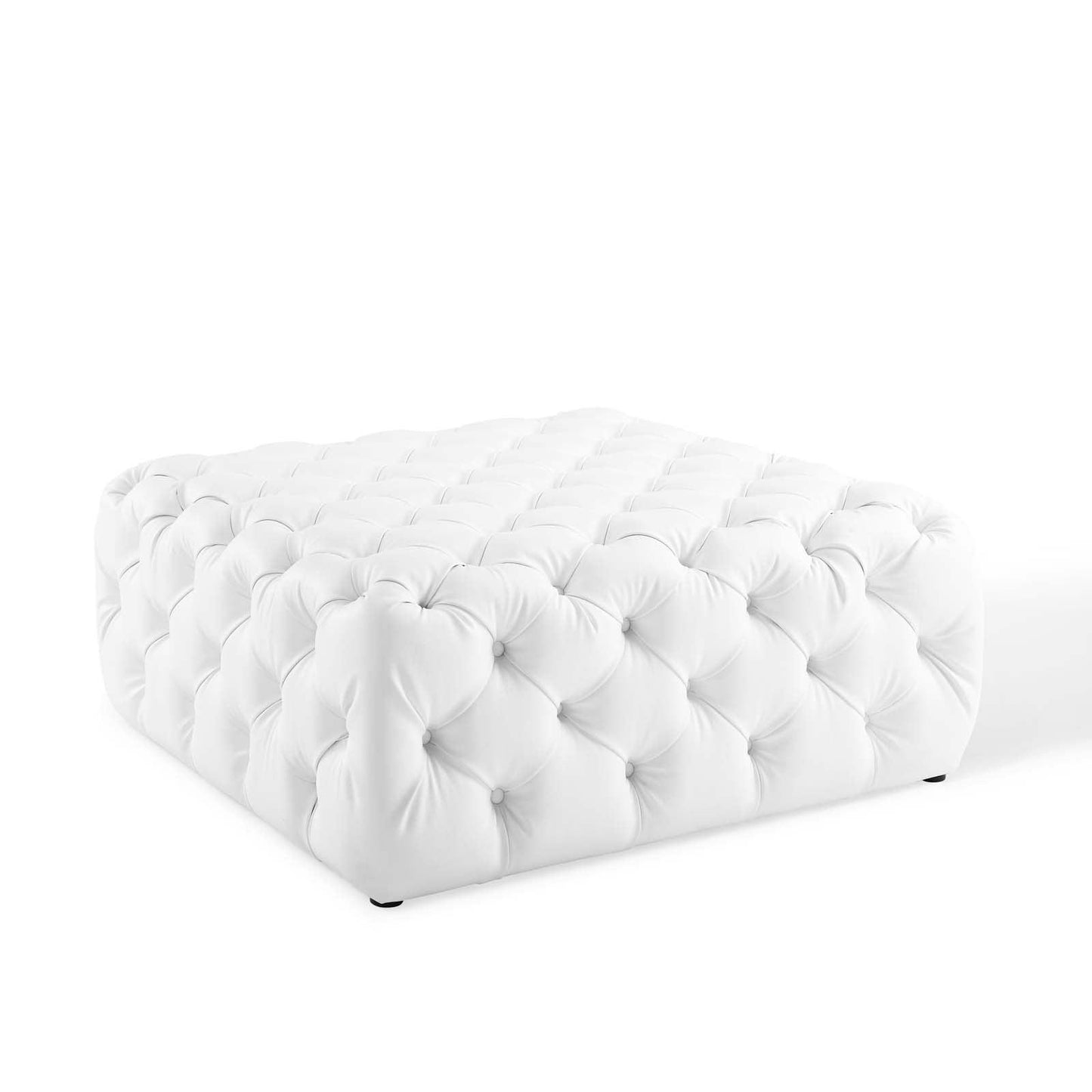 Modway Amour Tufted Button Large Square Faux Leather Ottoman FredCo