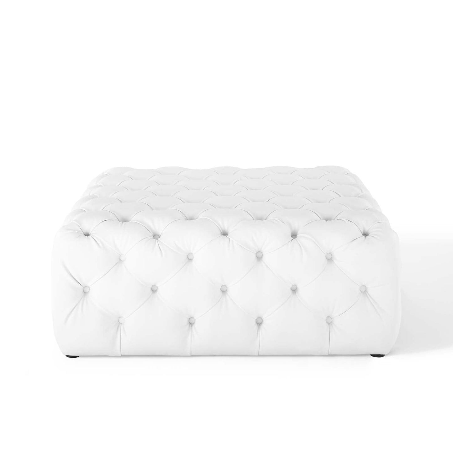 Modway Amour Tufted Button Large Square Faux Leather Ottoman FredCo