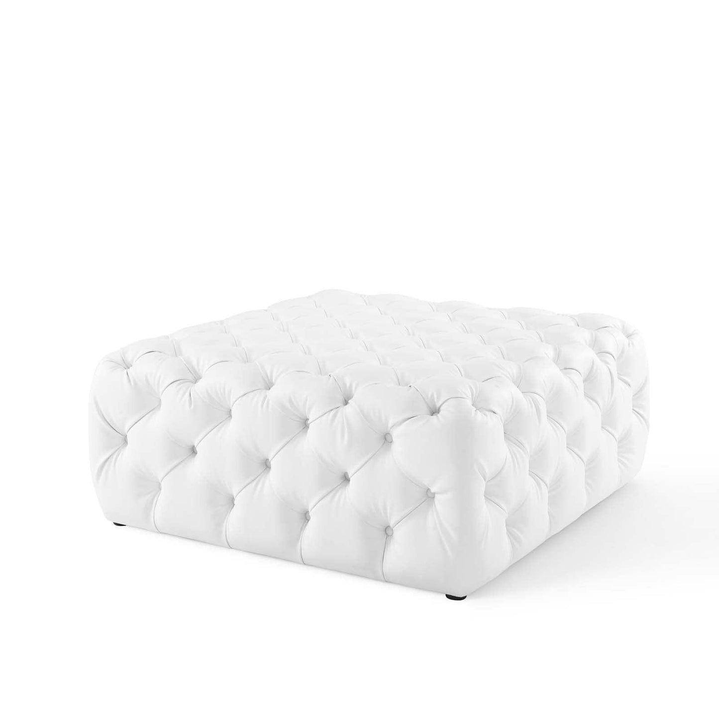 Modway Amour Tufted Button Large Square Faux Leather Ottoman FredCo