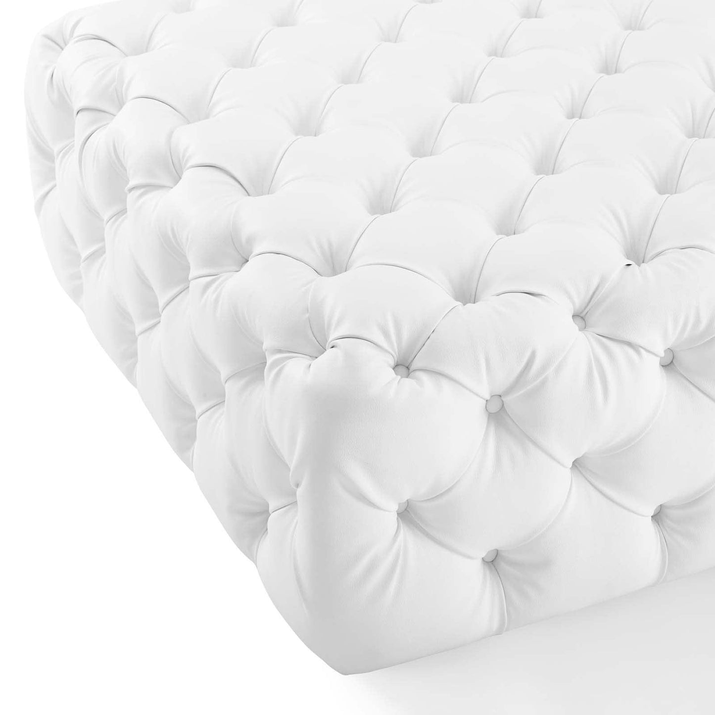 Modway Amour Tufted Button Large Square Faux Leather Ottoman FredCo