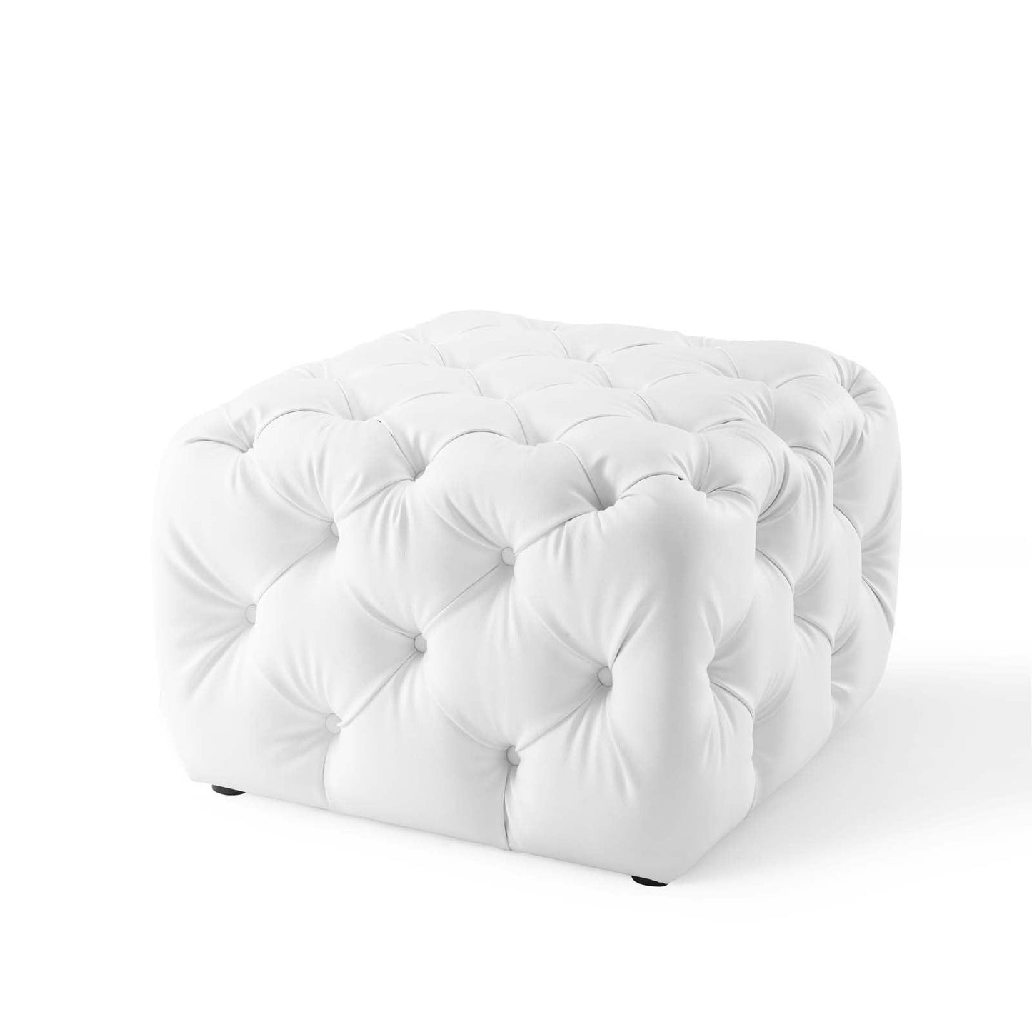 Modway Amour Tufted Button Square Faux Leather Ottoman FredCo