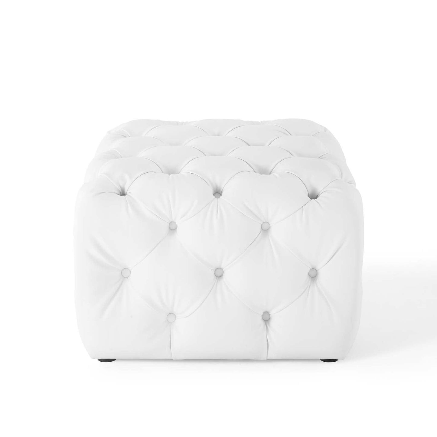 Modway Amour Tufted Button Square Faux Leather Ottoman FredCo