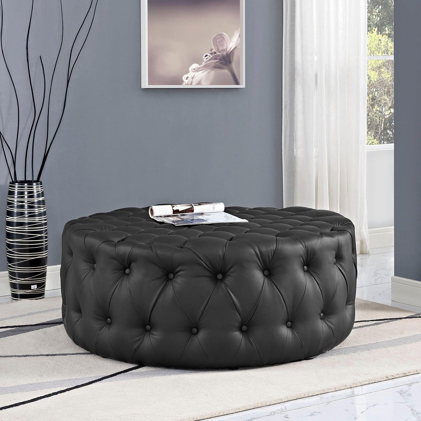 Modway Amour Upholstered Vinyl Ottoman FredCo