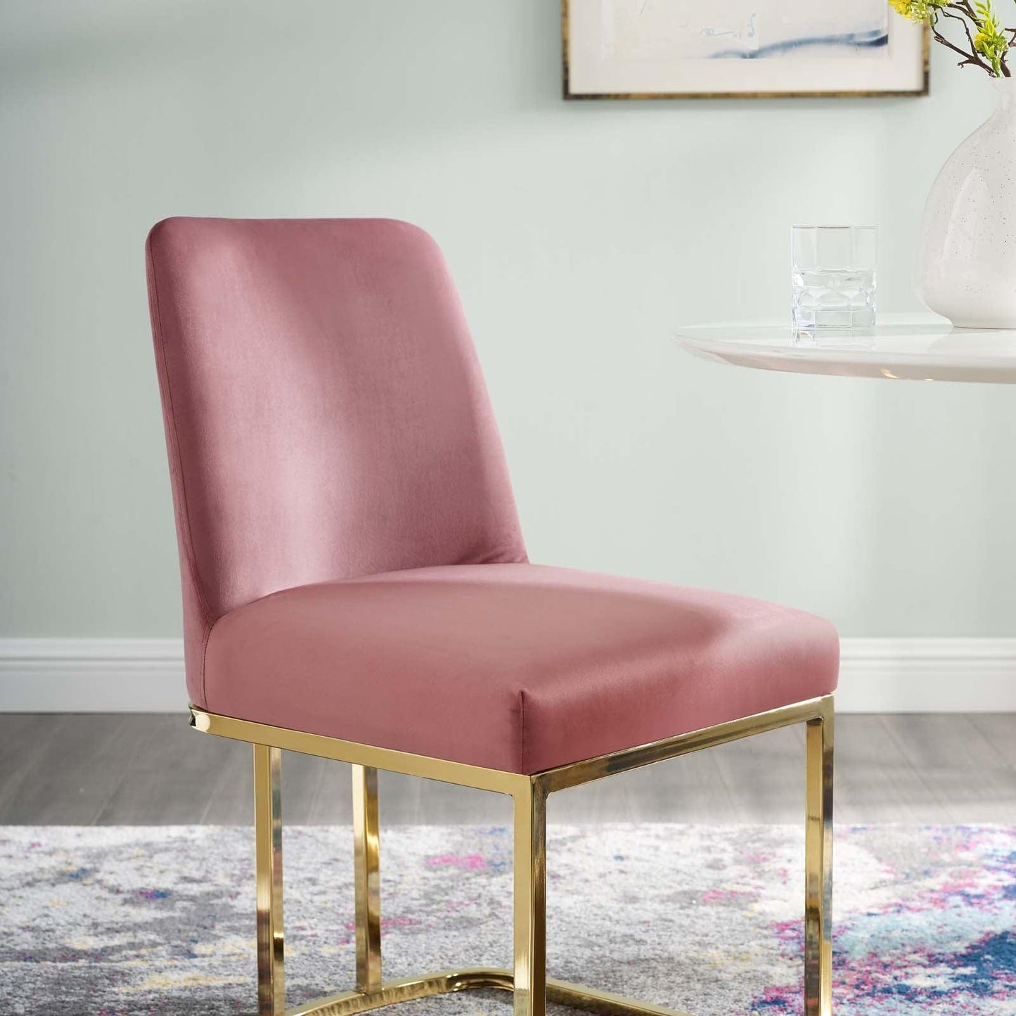 Modway Amplify Sled Base Performance Velvet Dining Side Chair FredCo