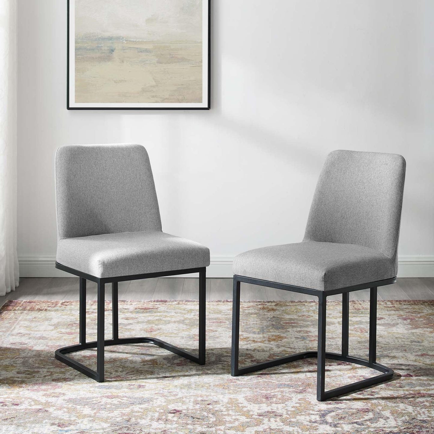 Modway Amplify Sled Base Upholstered Fabric Dining Chairs - Set of 2 FredCo